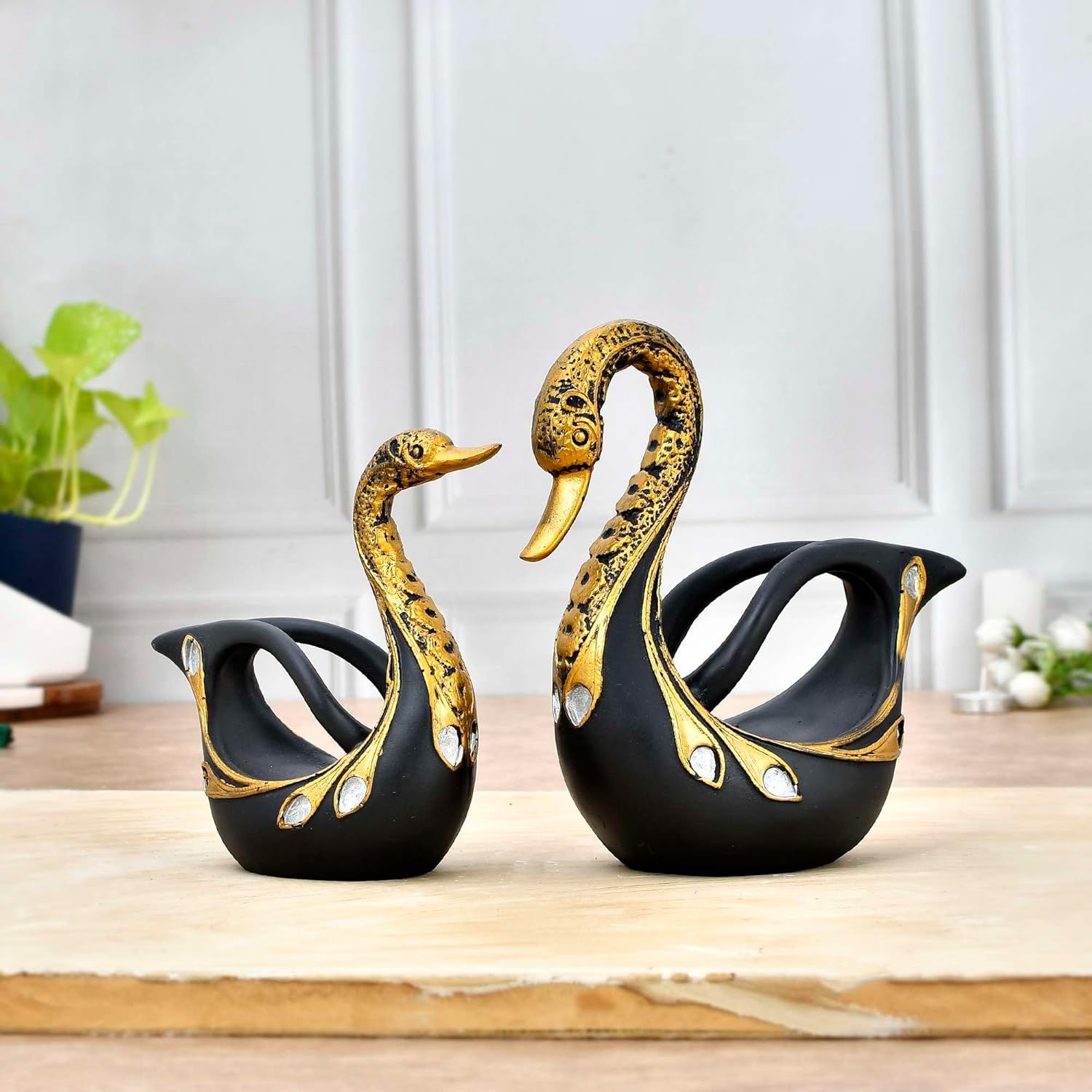 ShubhEnterprisesUS Swan Pair Sculpture for Home Decor Showpiece