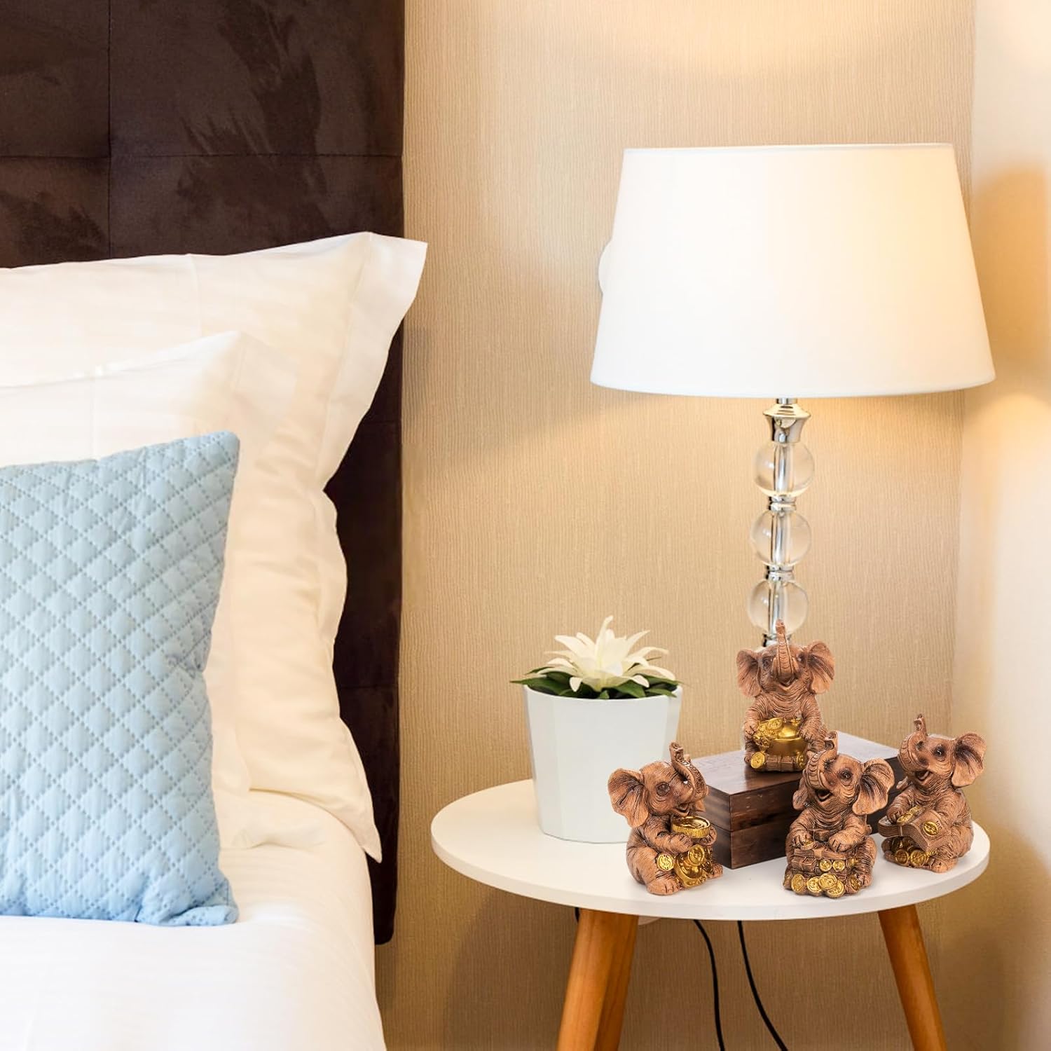 4 Pack Lucky Elephant Statues for Home Decor