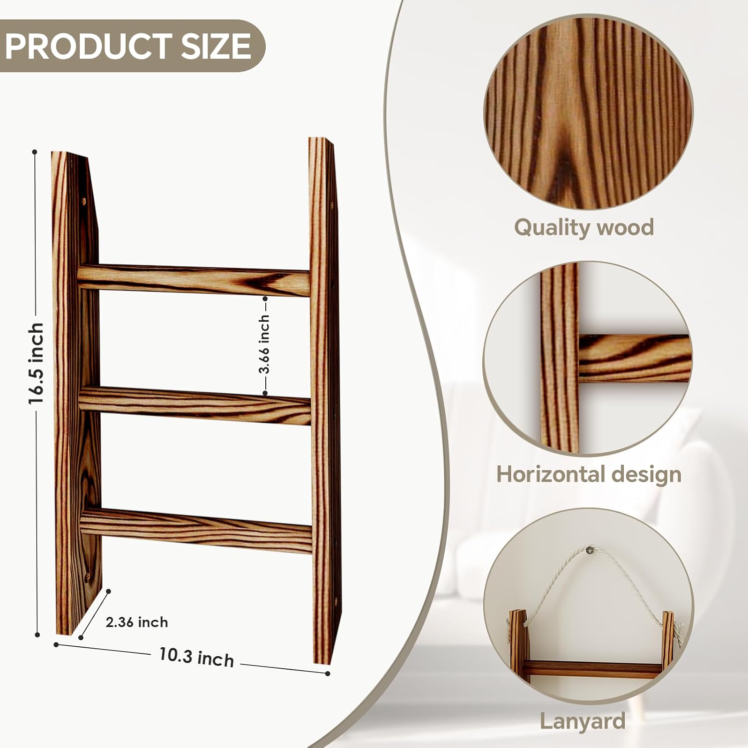 Delywh Wood Towel Ladder with 3 Tiers