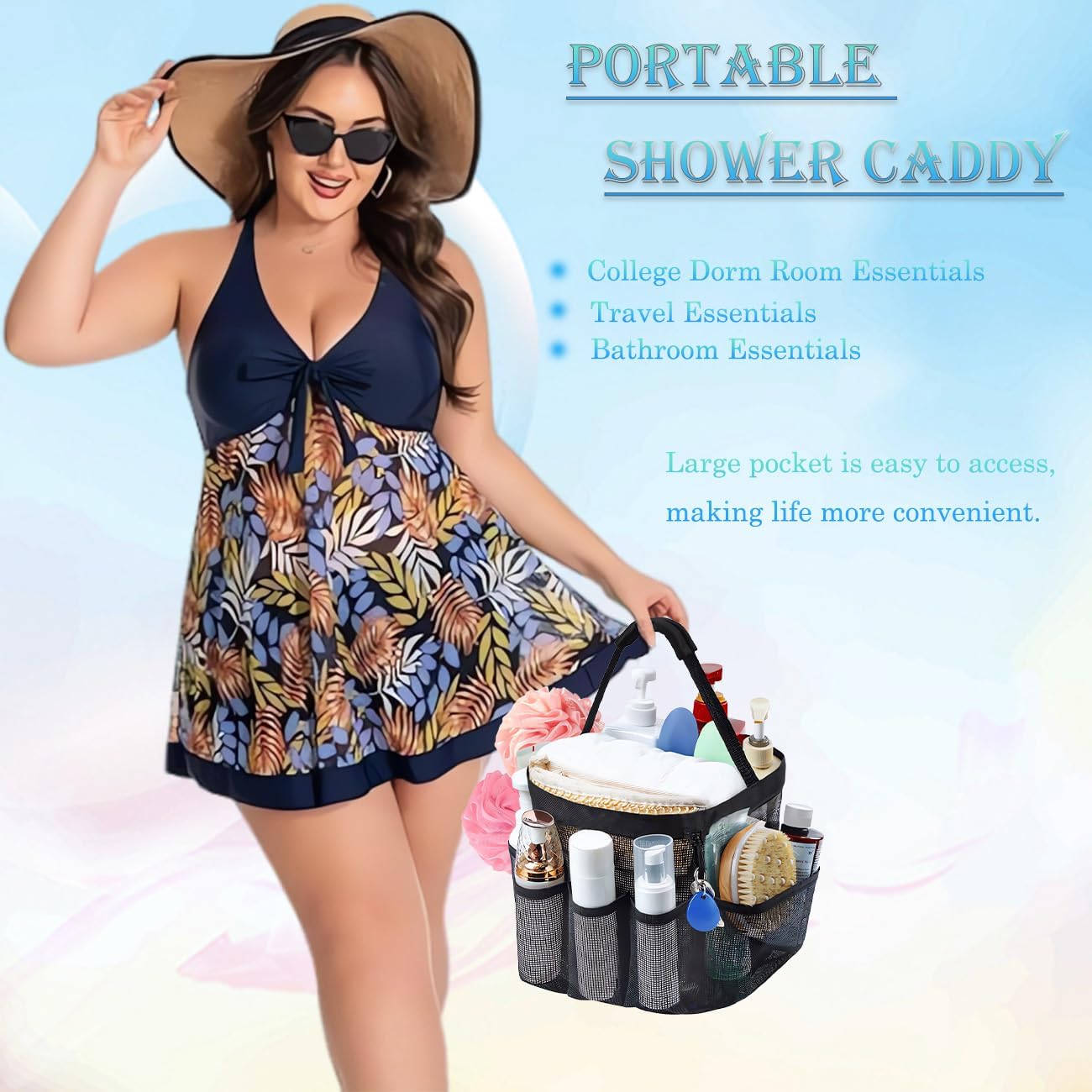 Dolrsrcm Mesh Shower Caddy 8-Pocket Portable Organizer