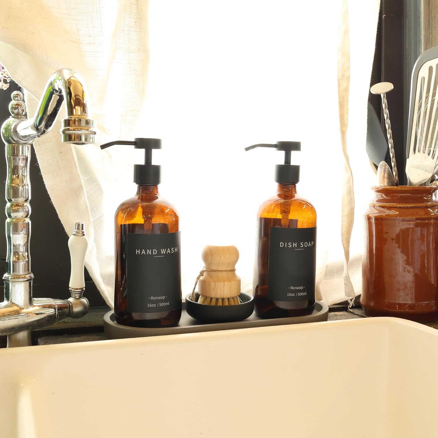 Ronasip 5-Piece Kitchen Soap Dispenser Set