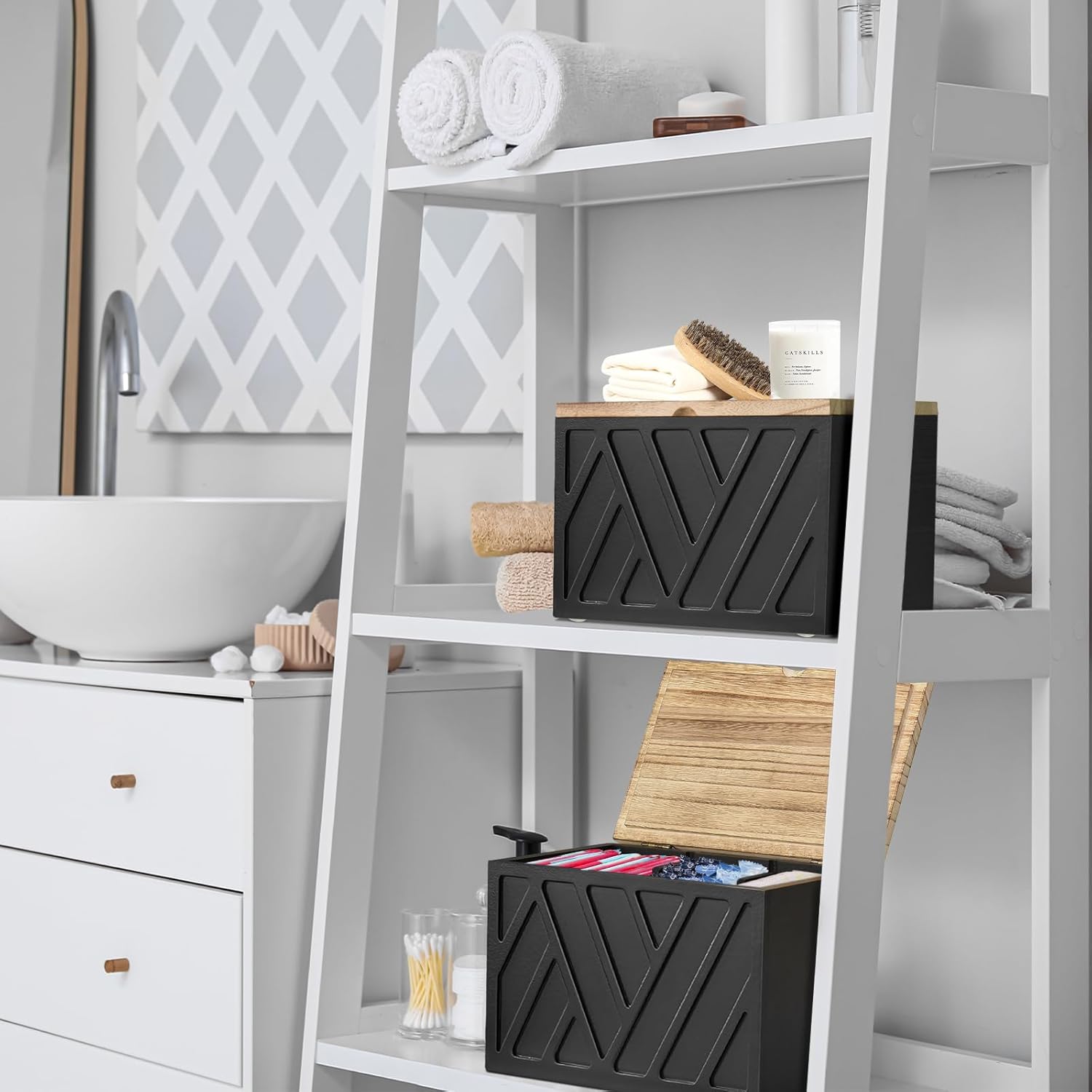 2 Pcs Tampon Holder with Lid for Bathroom