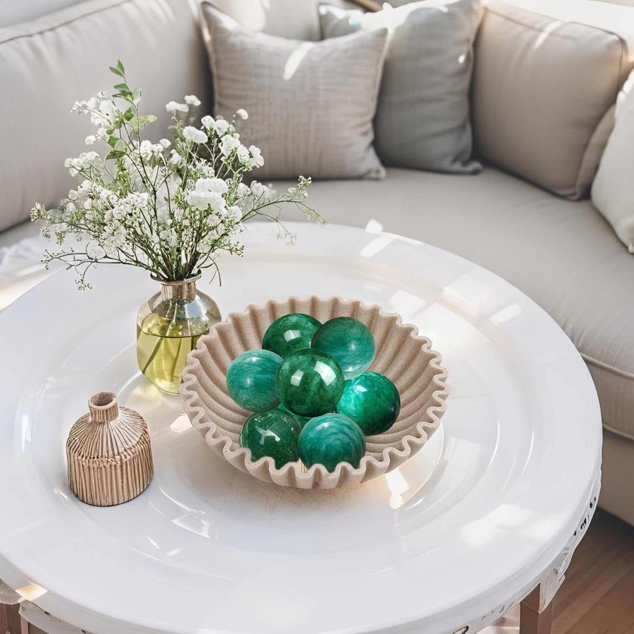 Natural Green Stone Ball 47cm 6 PCS for Feng Shui Decor