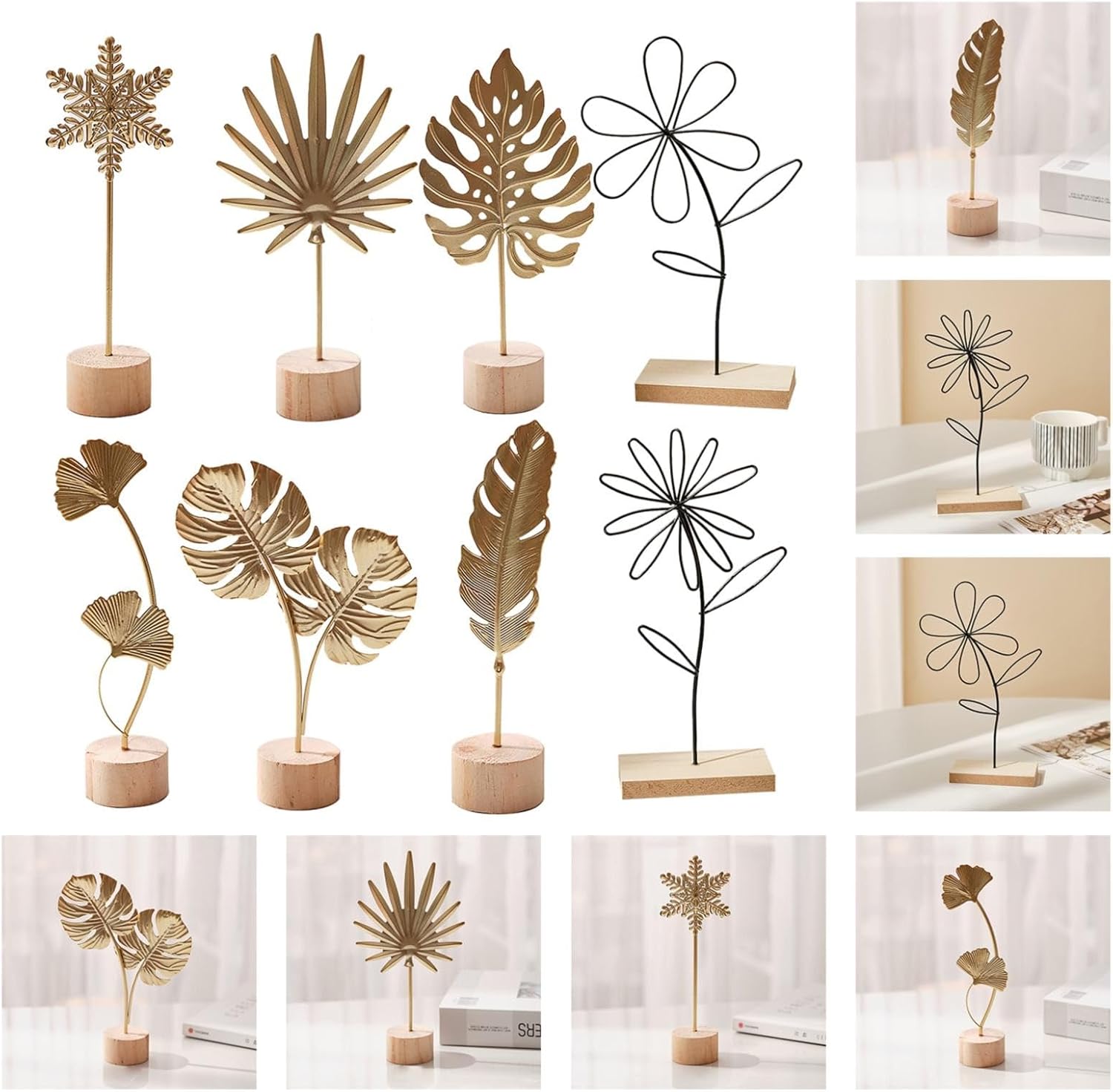 Golden Leaf Table Sculpture for Home Decor