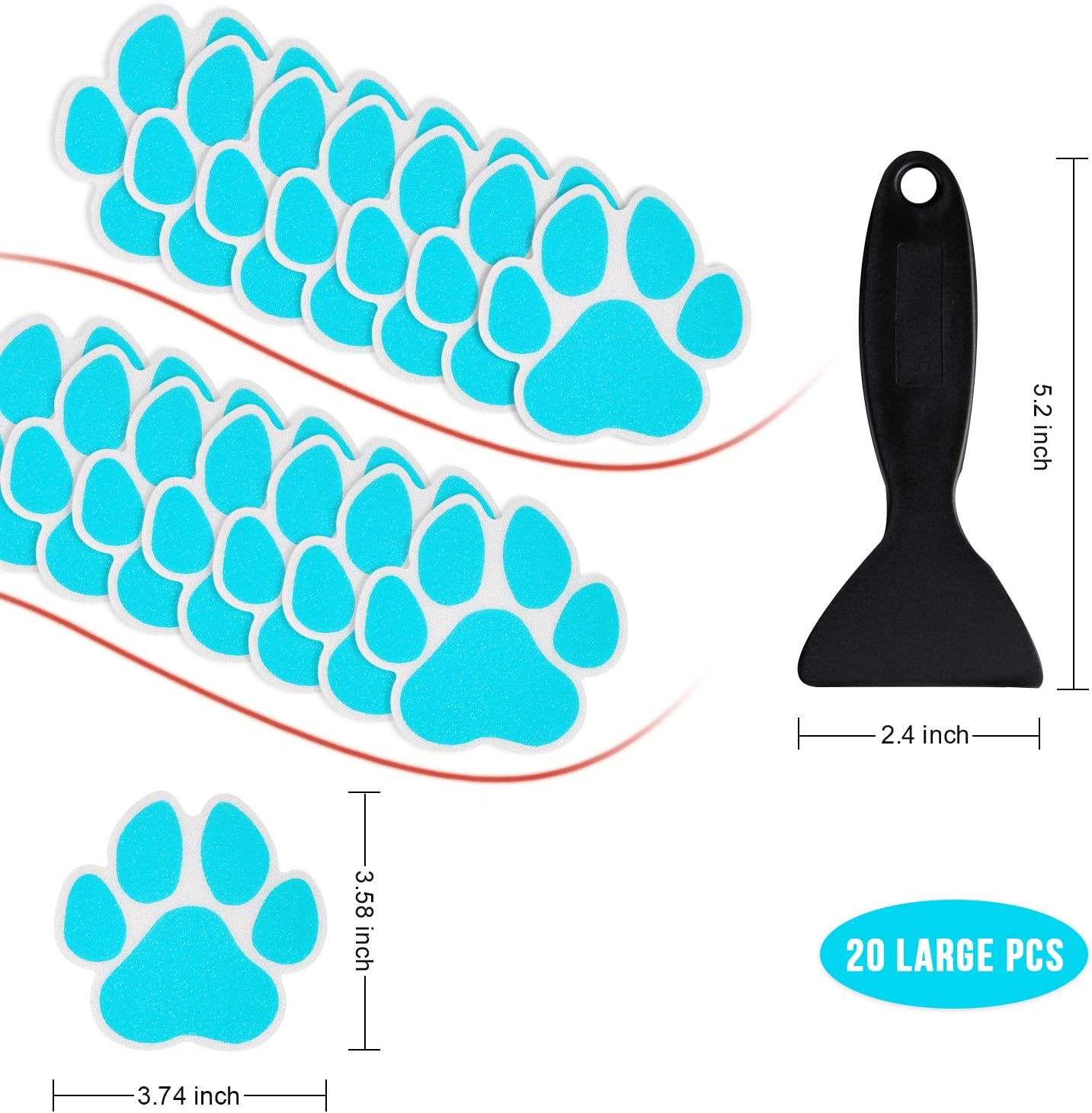 Non-Slip Bathtub Stickers 20PCS Safety Decals with Premium Scraper