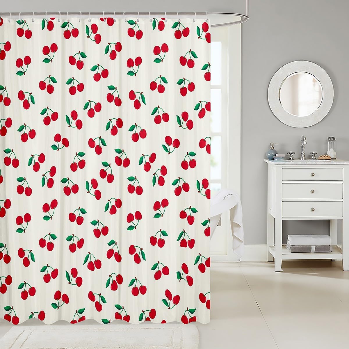 Feelyou Cherry Bath Curtain Set 72x78 Inches