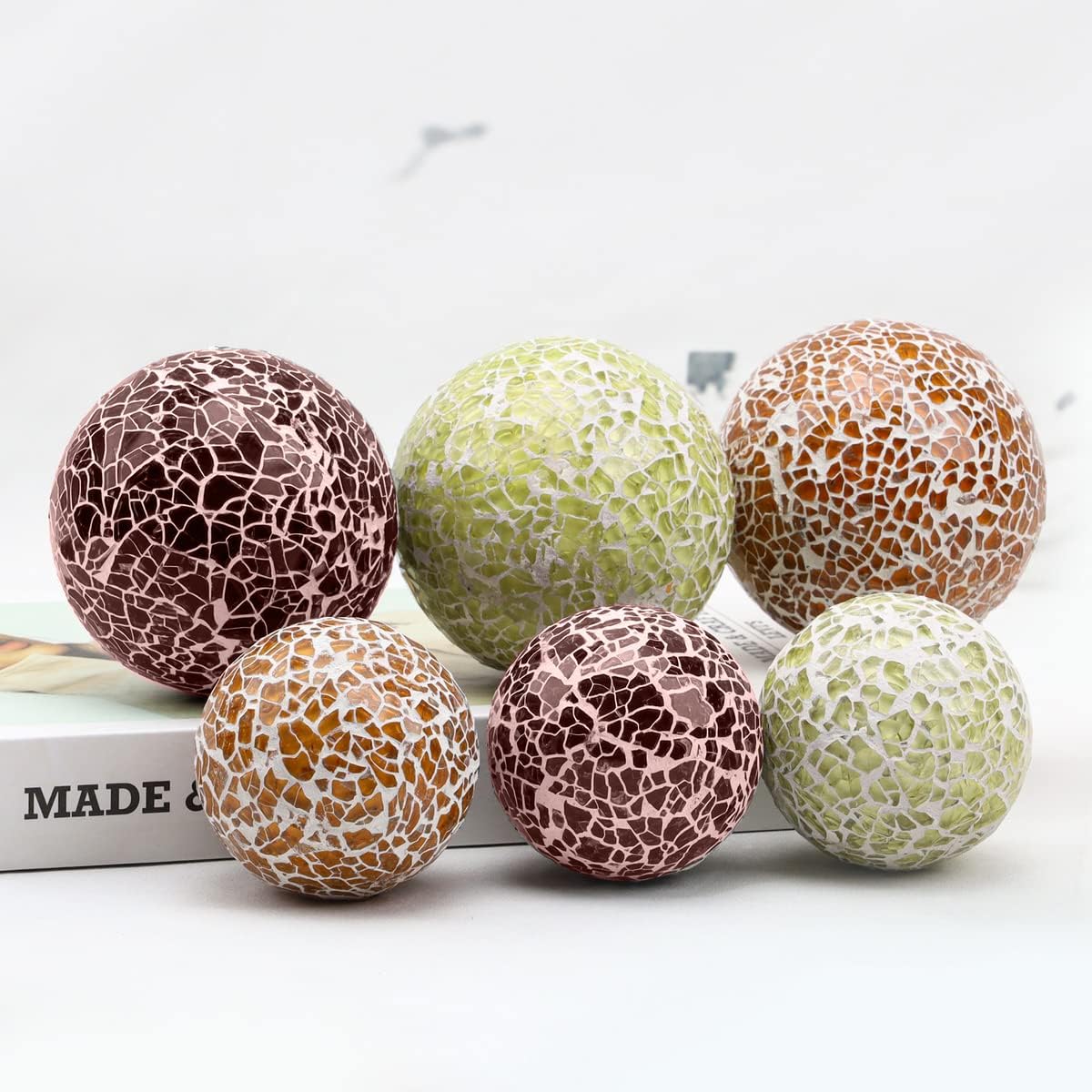 3PCS 335inch Decorative Glass Orbs for Home Party