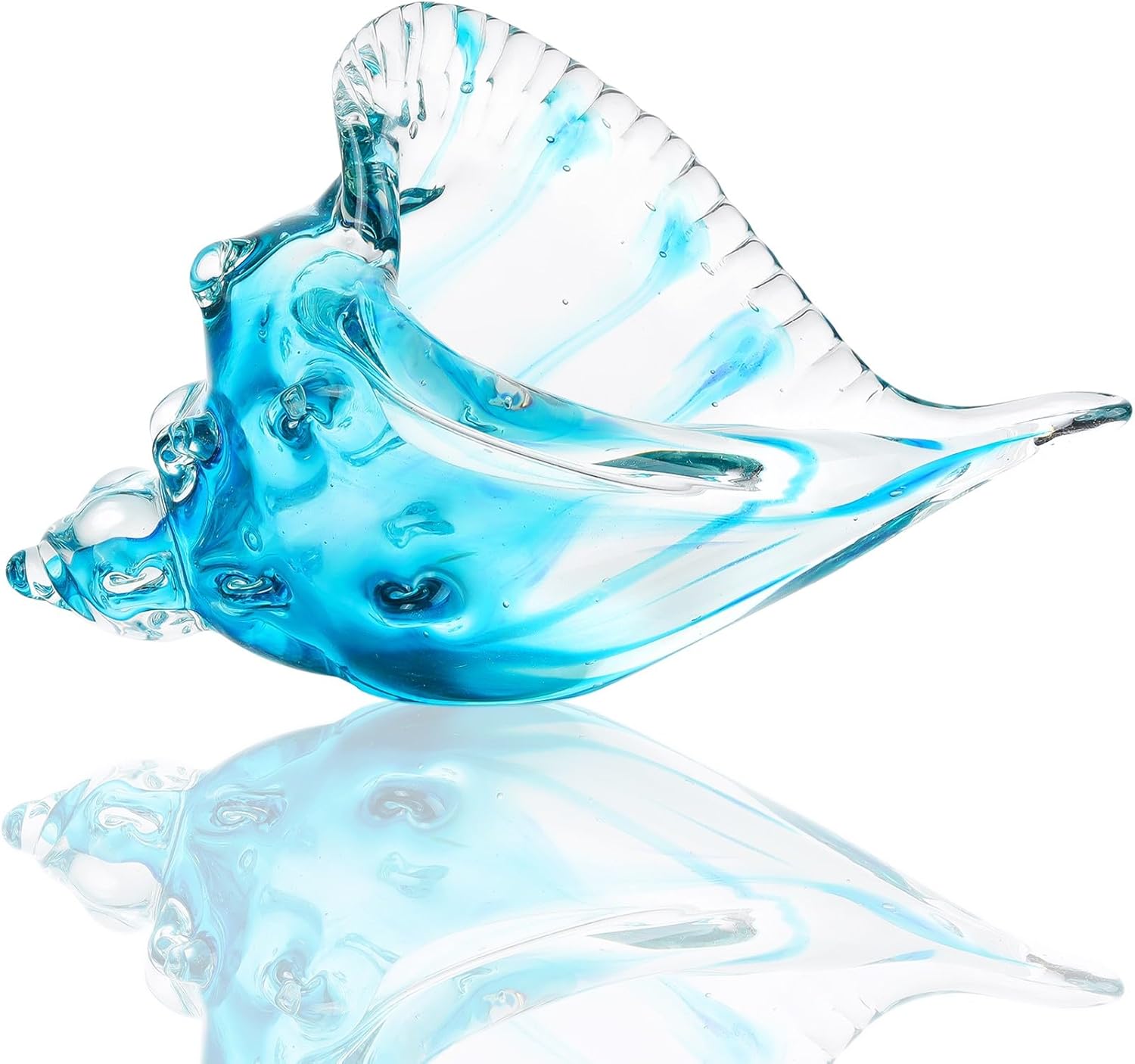 Blue Handmade Blown Glass Conch Statues Sea Decor