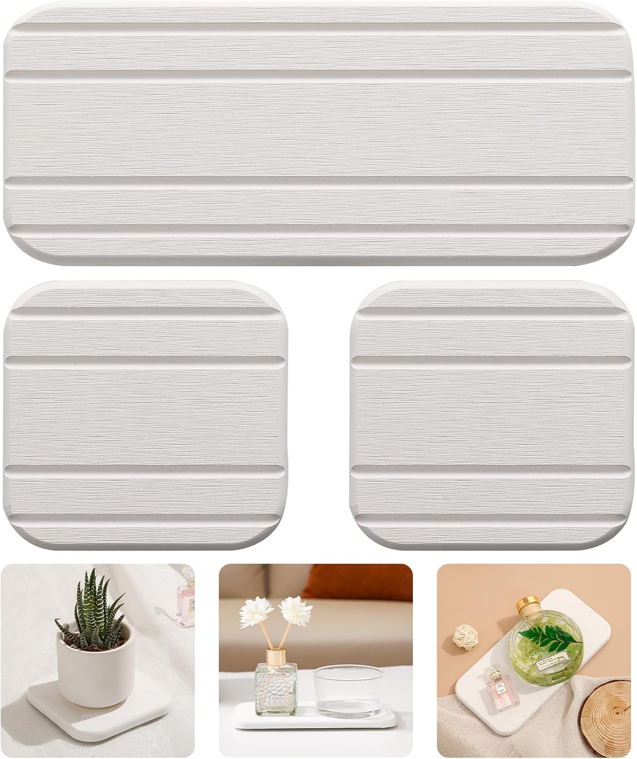 3PCS Diatomaceous Earth Tray for Sink and Bathroom Counter