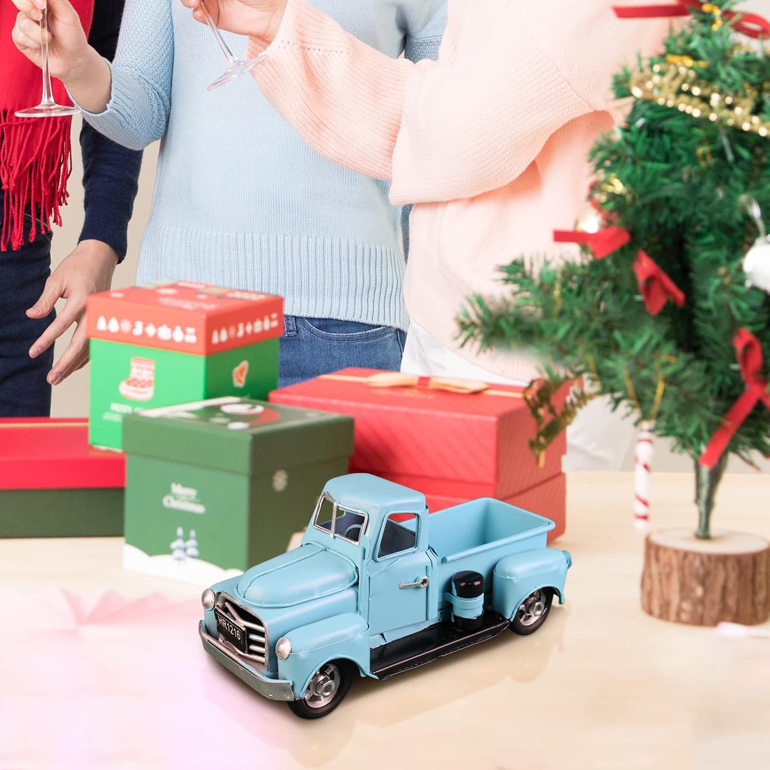 Vintage Christmas Truck Decor Figurine Sculpture