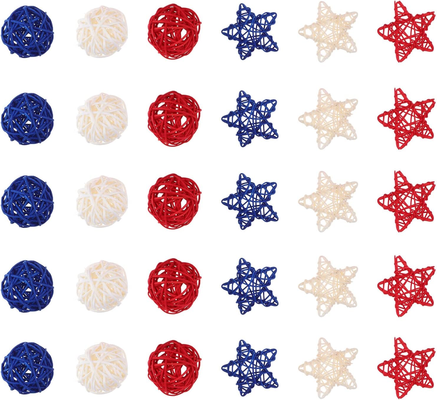 HOMSFOU 30PCS Rattan Decorative Balls for Independence Day