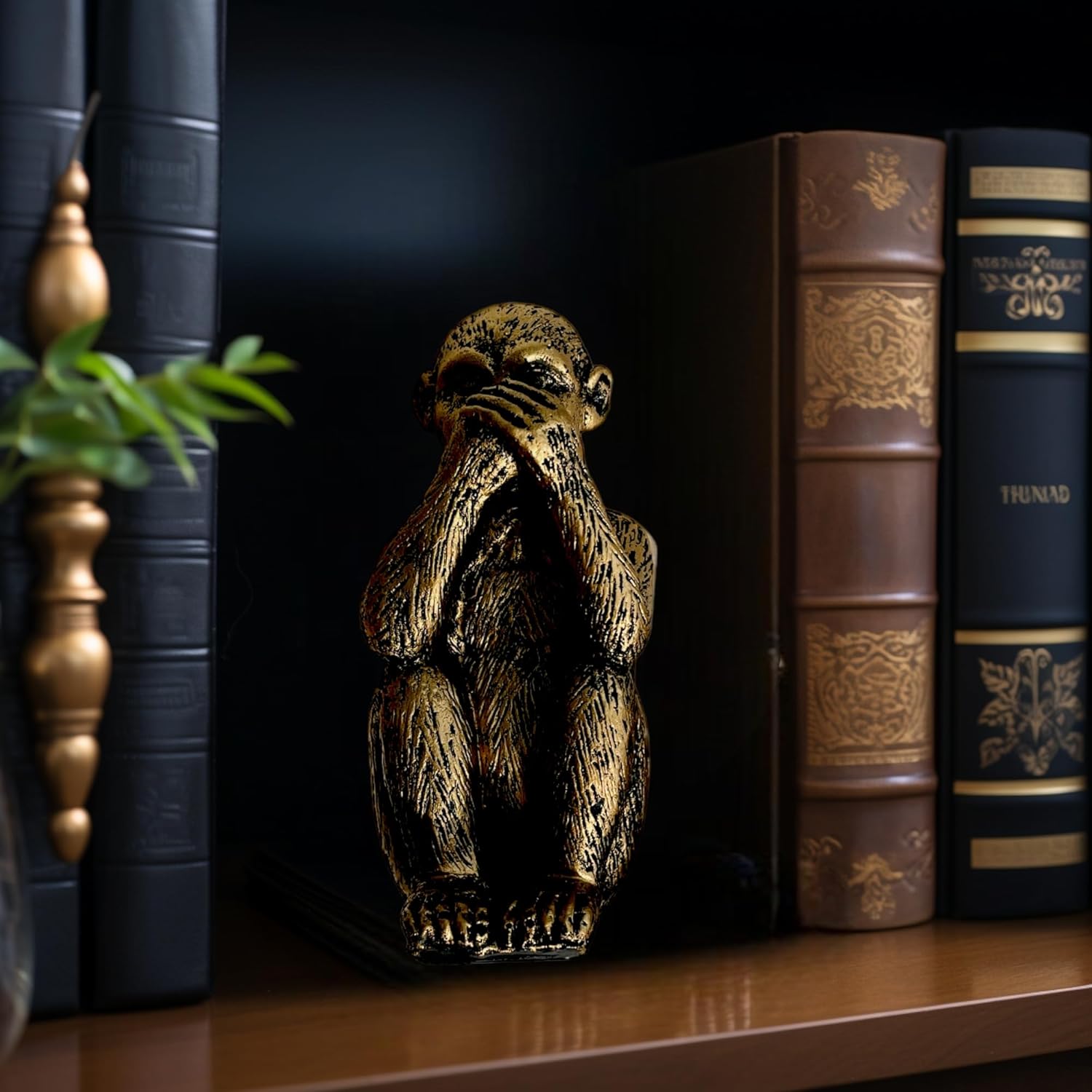 3 Wise Monkeys Statue Set - Resin Bronze Decor