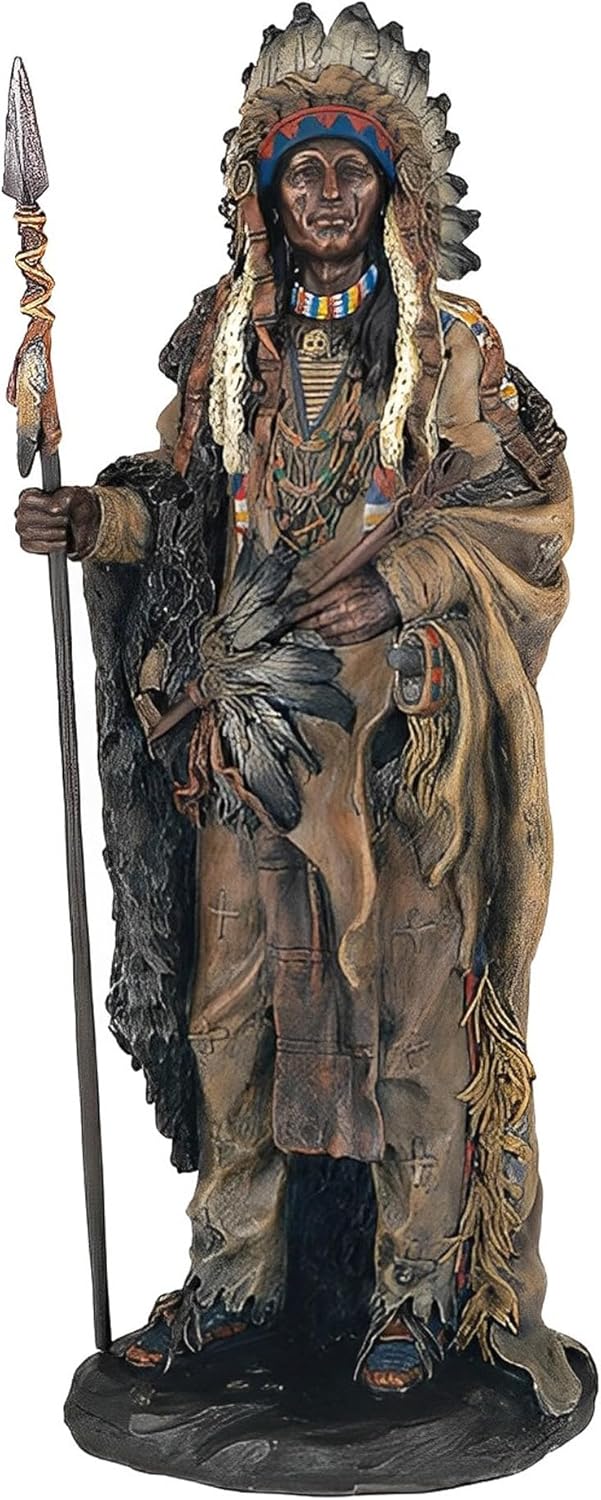 14 H Indian Warrior with Spear Statue Figurine