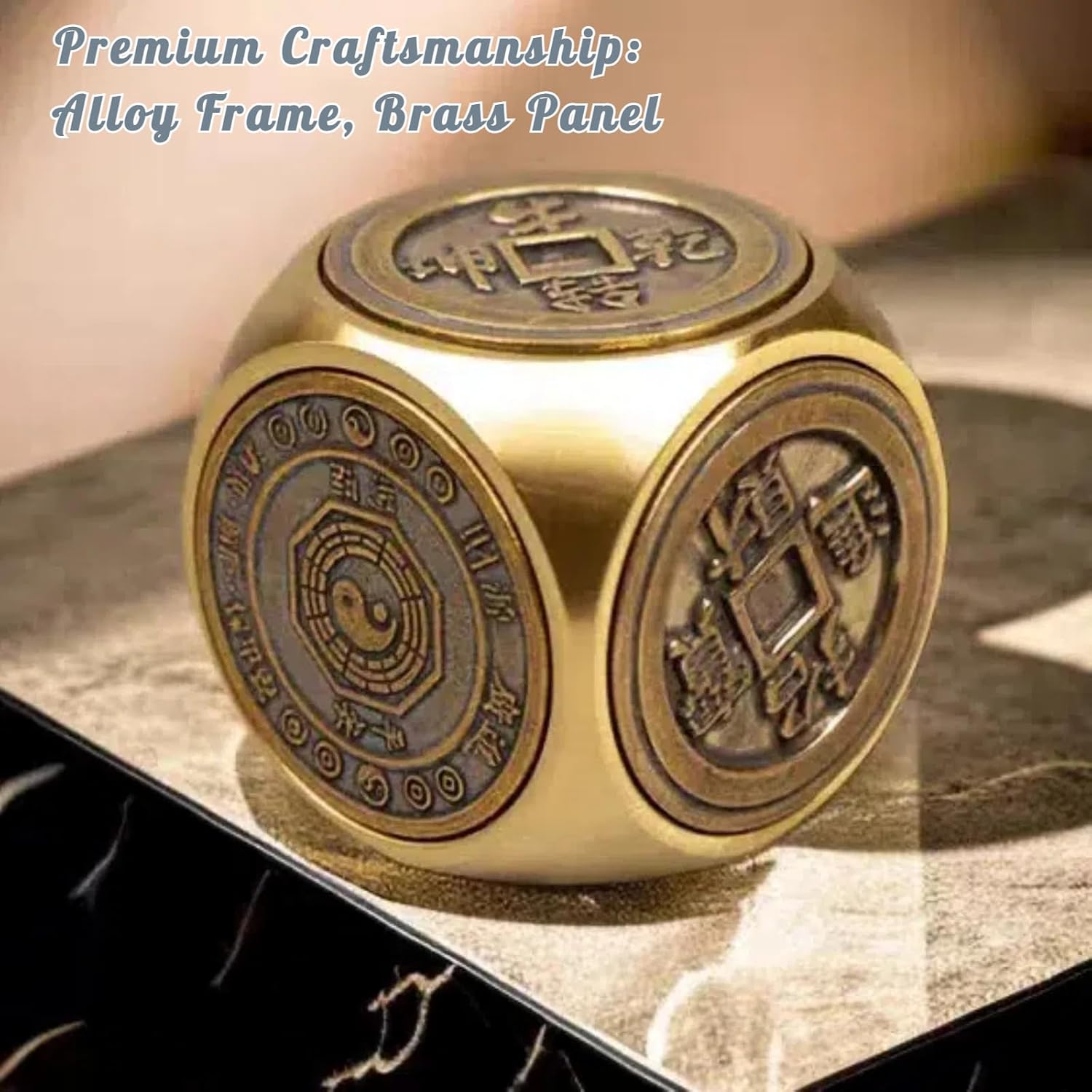 YUERVIEW Chinese Brass Feng Shui Ornament with Rotatable Pixiu Base