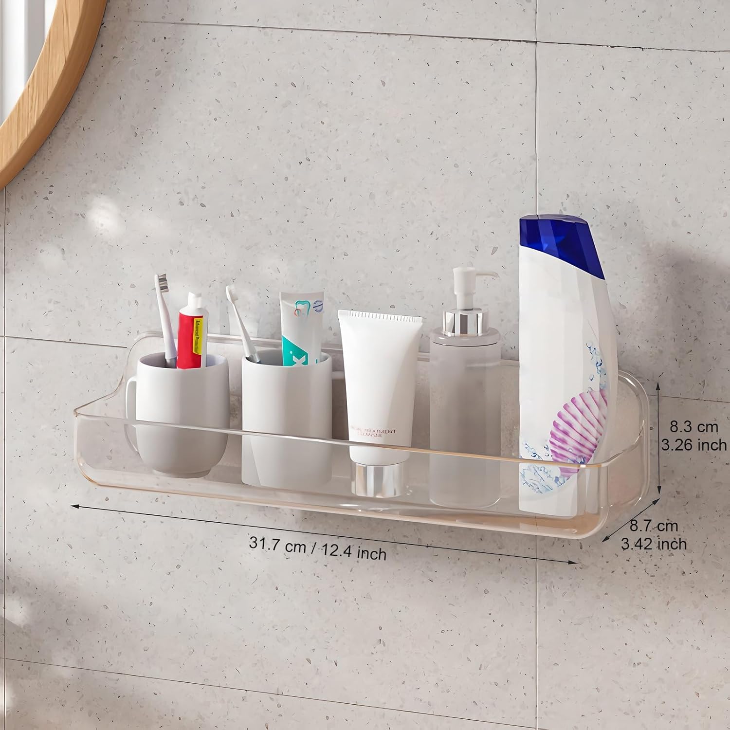 Diesisa Acrylic Shower Caddy with Self-Adhesive Tape
