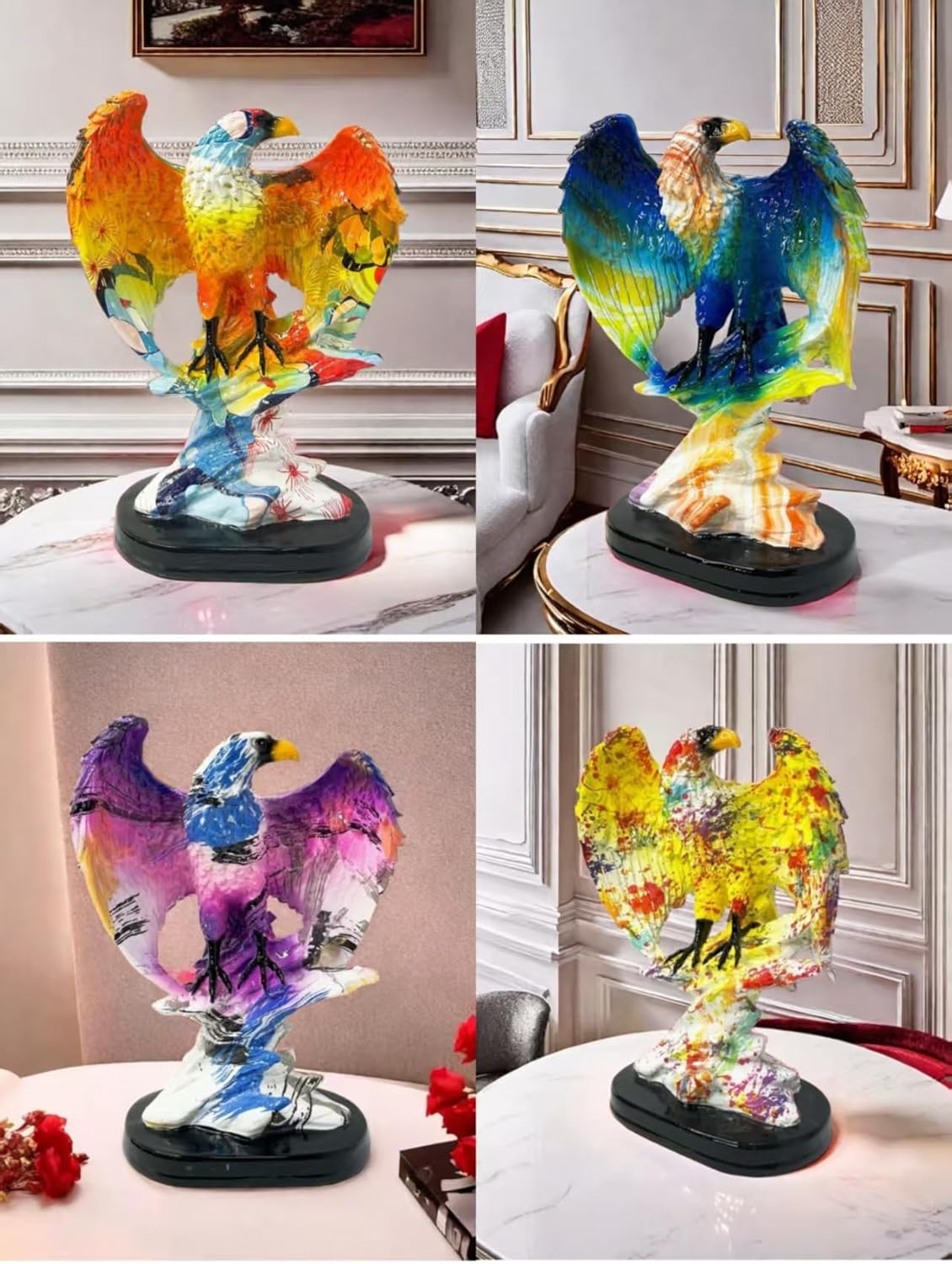 Rekeell Decorative Resin Eagle Statue Purple Blue
