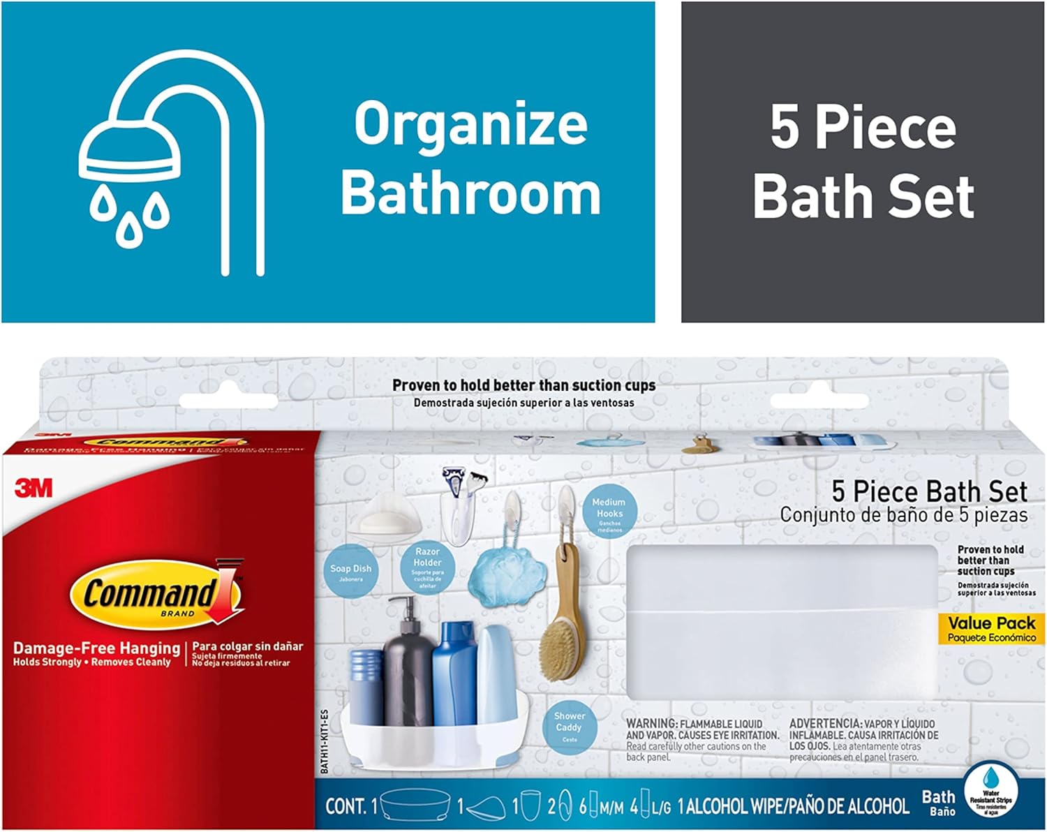 Command Bathroom Accessories 5-Piece Organizer Set