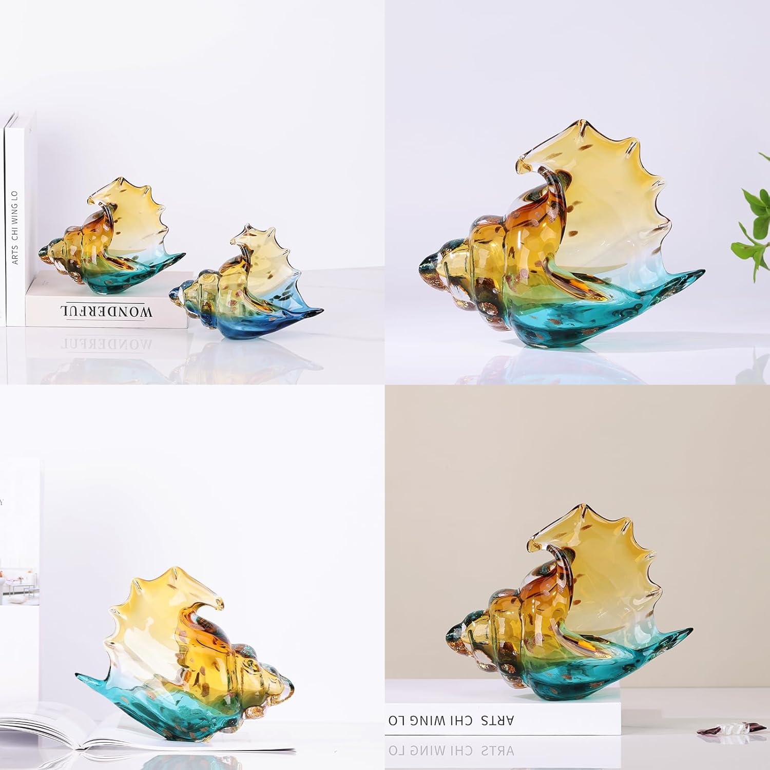 DOVDOV Unique Hand-Blown Glass Conch Statue