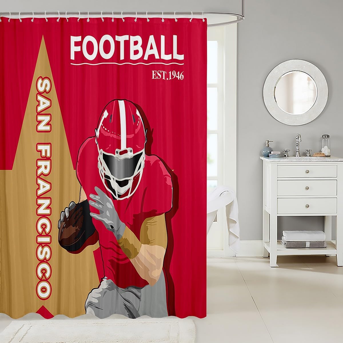 Feelyou Football Football Theme Shower Curtain Set