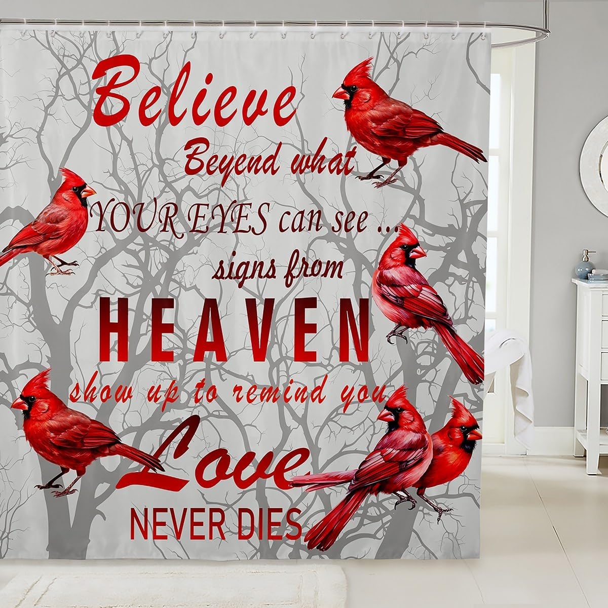Feelyou Red Birds Shower Curtain Farmhouse Style 72x72