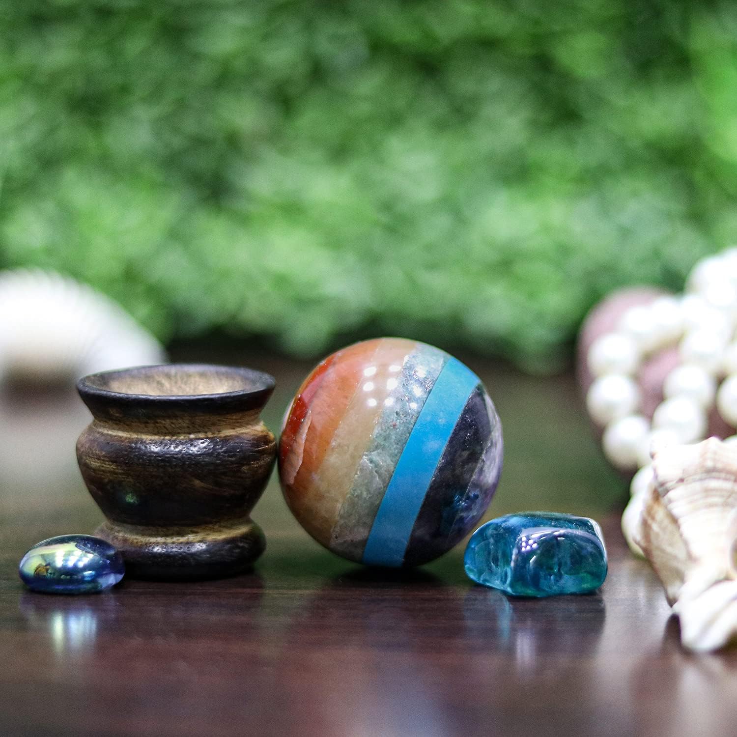 Quartz Crystal Healing Ball With Seven Gemstones for Home Decoration