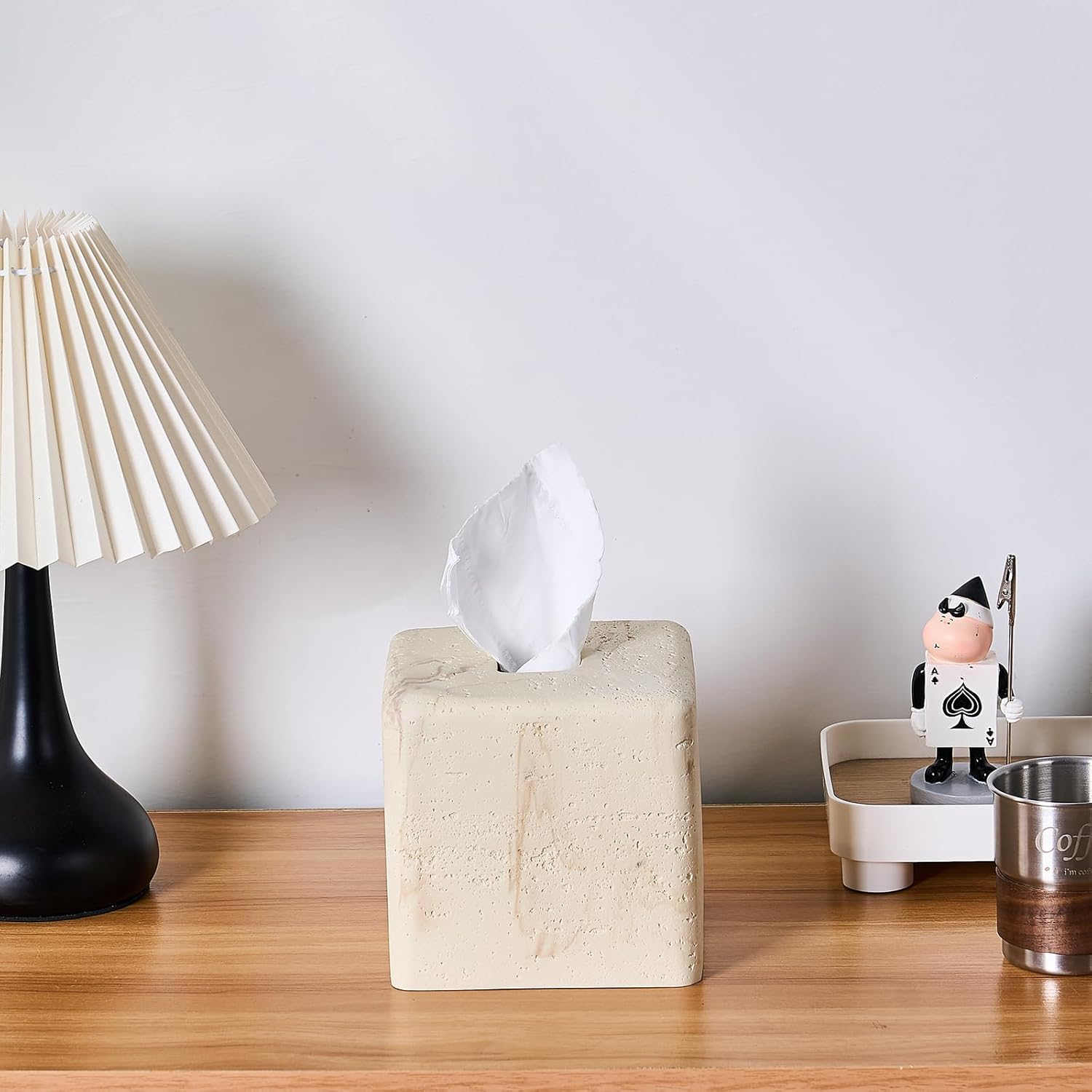 Polytree Natural Travertine Tissue Box Cover Square 1