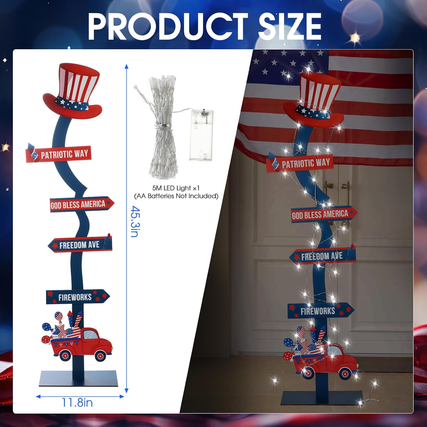 Yousoontic 45 Patriotic Wooden Yard Stake Sign