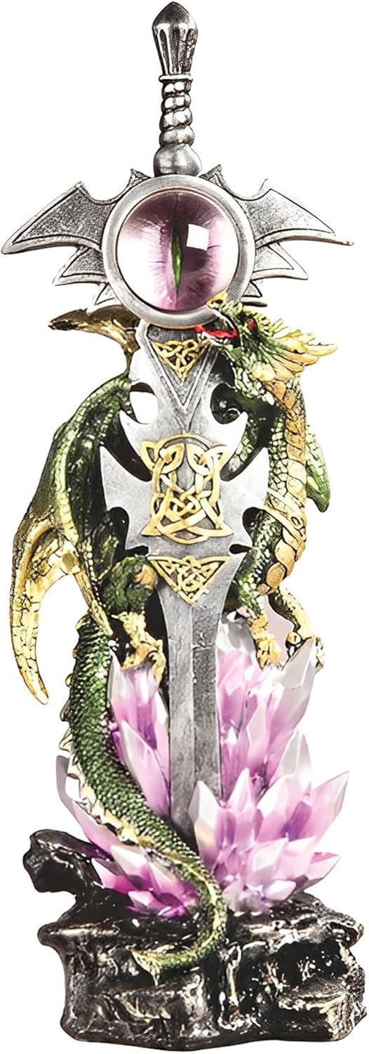 ICE ARMOR 13 H Green Dragon with Sword Statue
