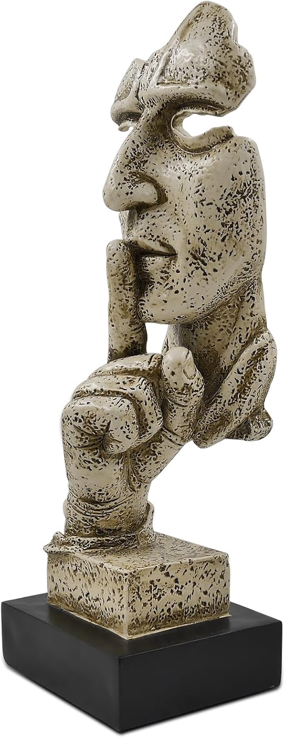 Silence is Golden 12 Inch Resin Thinker Statue
