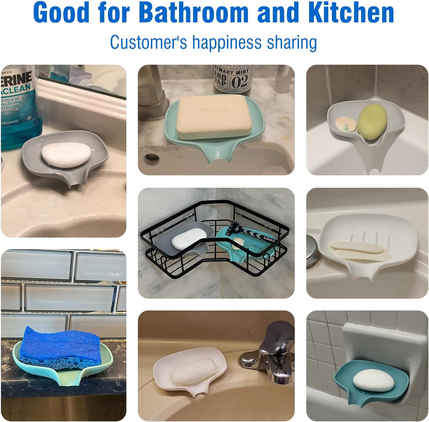 3 Pack Silicone Soap Dish with Drain