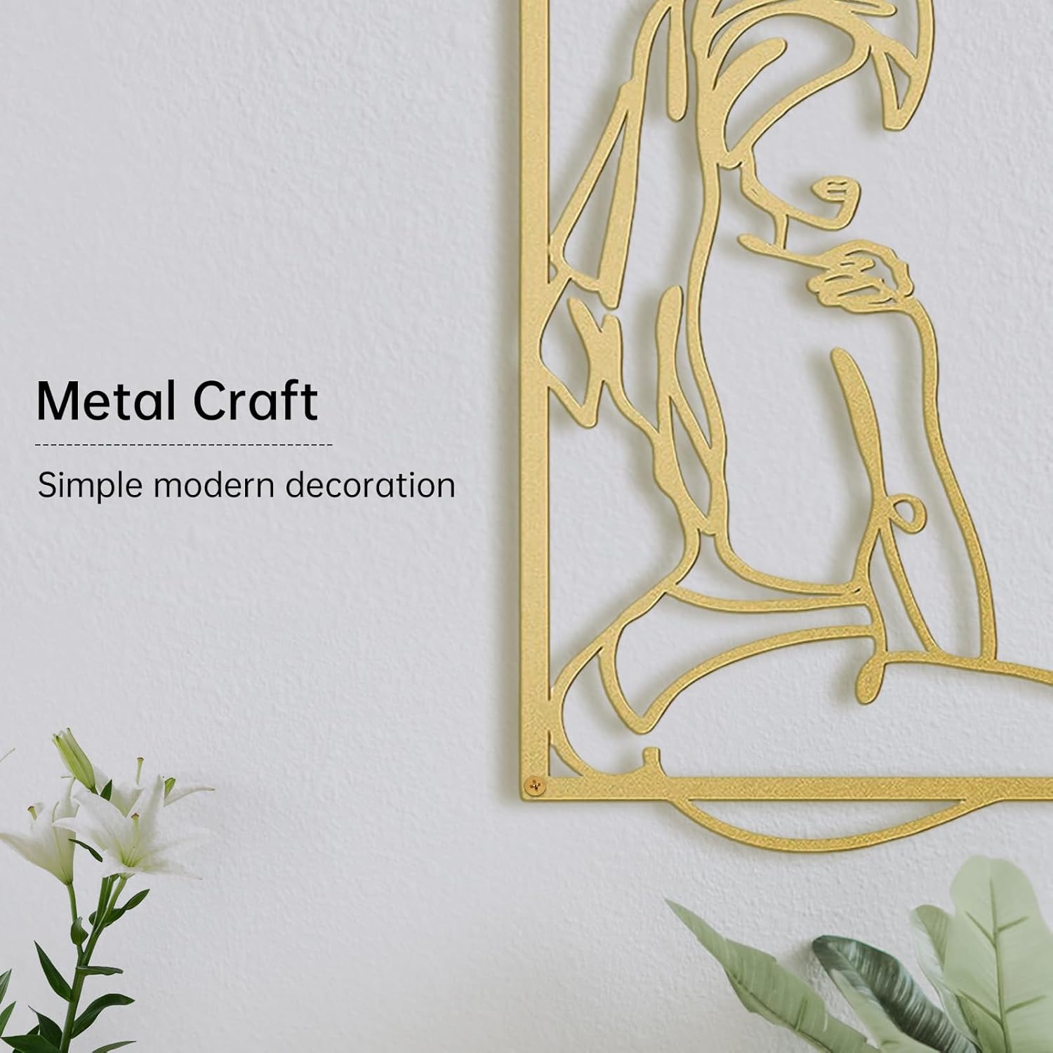 Modern Metal Gold Wall Decor Set 4Pcs Abstract Art Sculptures for Bedroom and Living Room