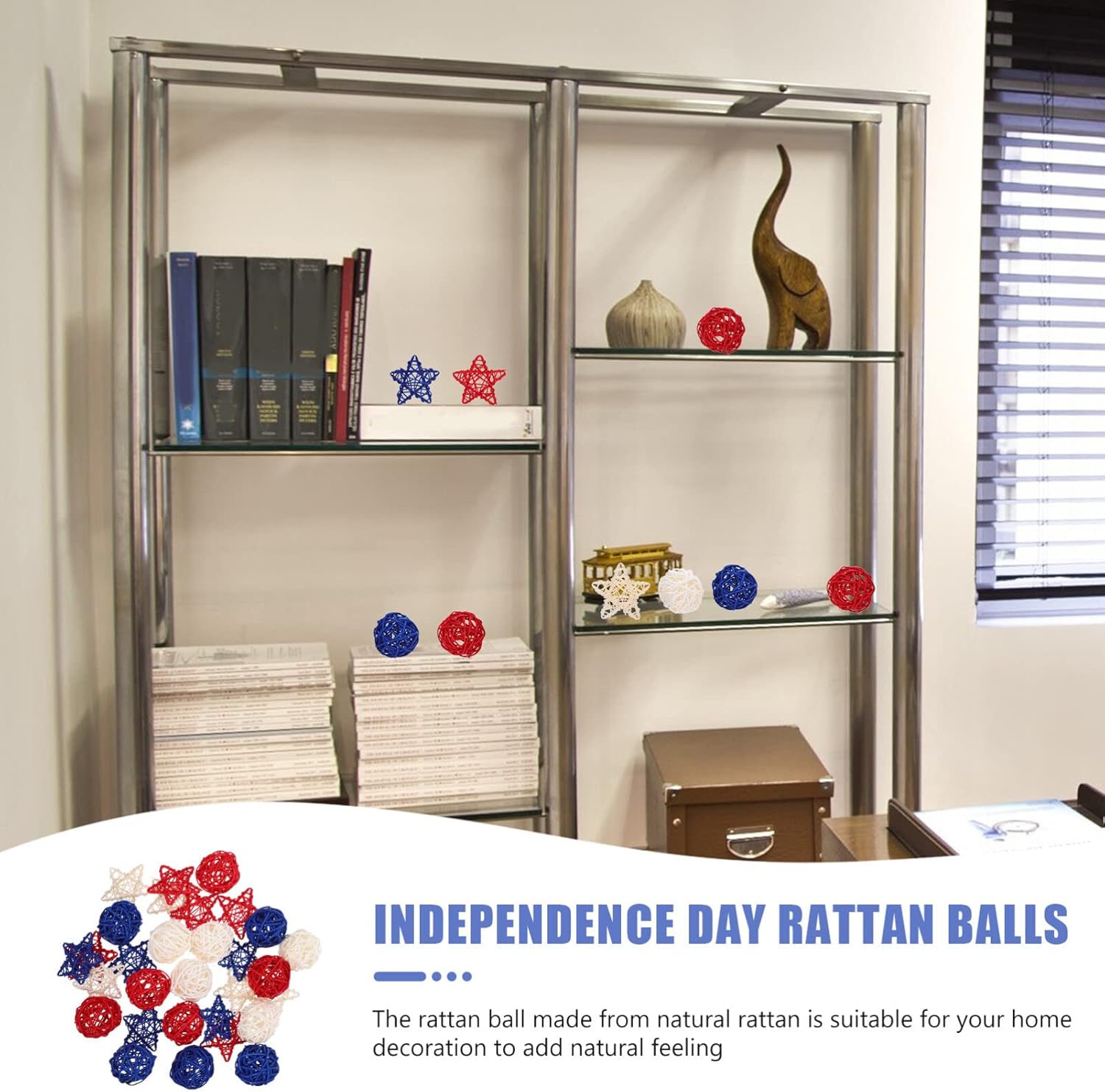 HOMSFOU 30PCS Rattan Decorative Balls for Independence Day