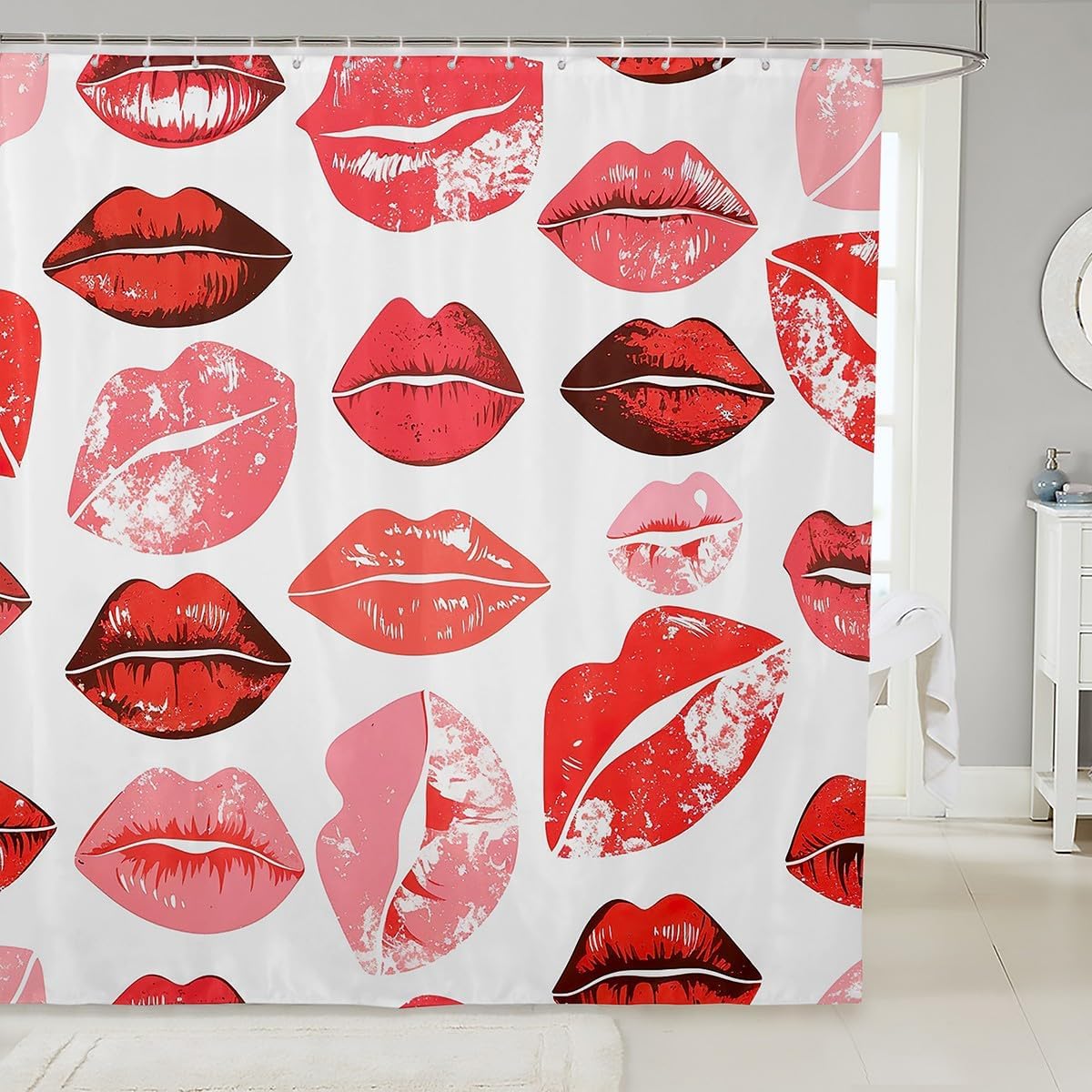 jejeloiu Kiss Shower Curtain Set 72x72 Kids Bathroom Decor