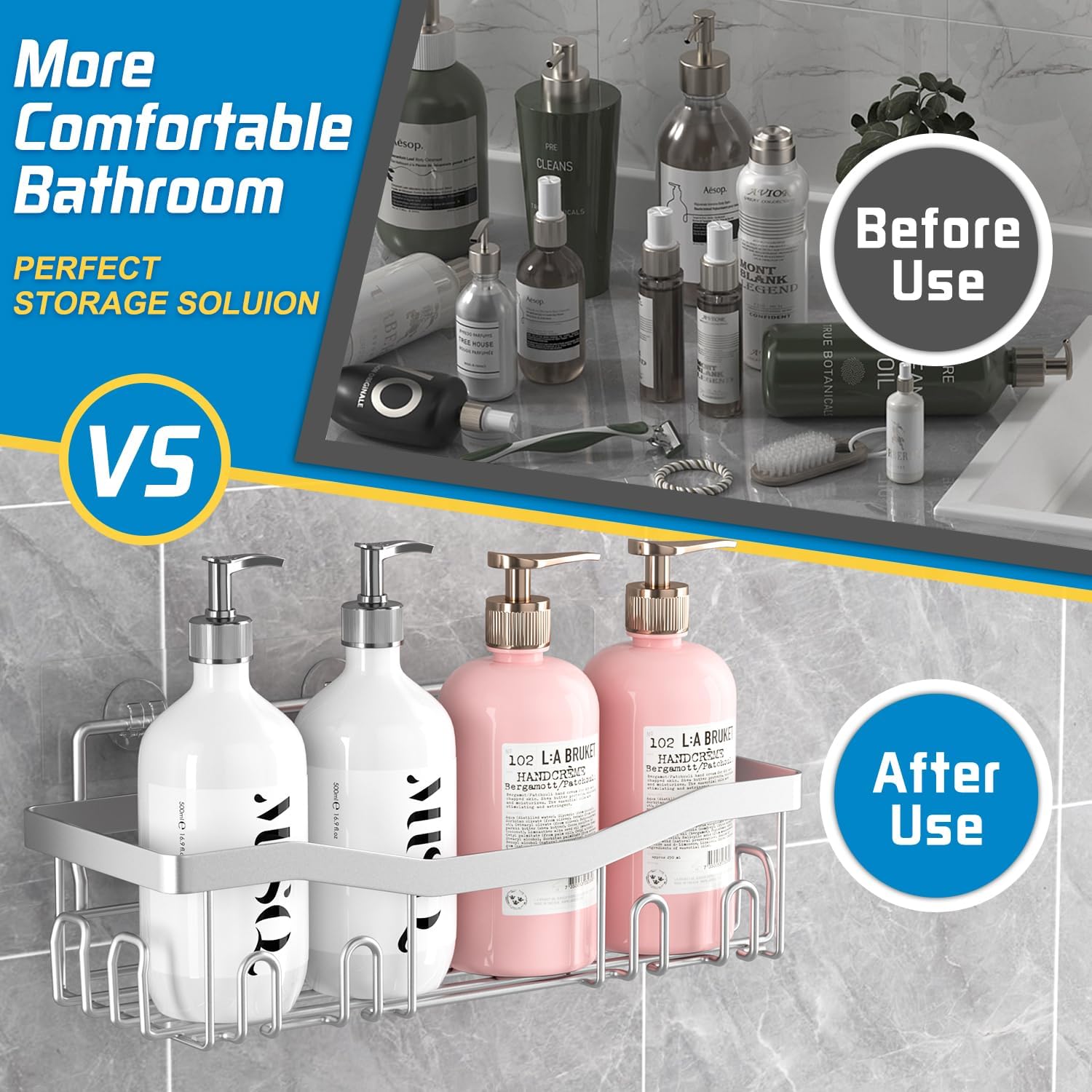 Youvip 5-Pack Shower Organizers Set Silver