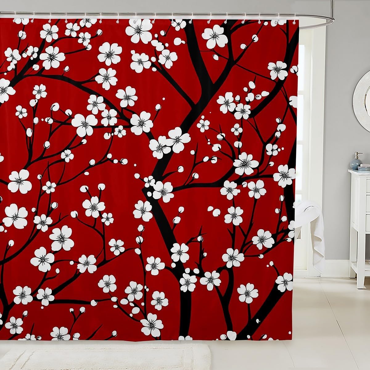 Feelyou Plum Blossom Shower Curtain Set 72x78