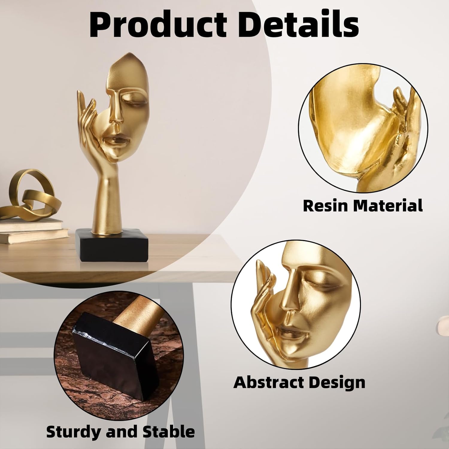 Gold Decor Thinker Statues Set of 3