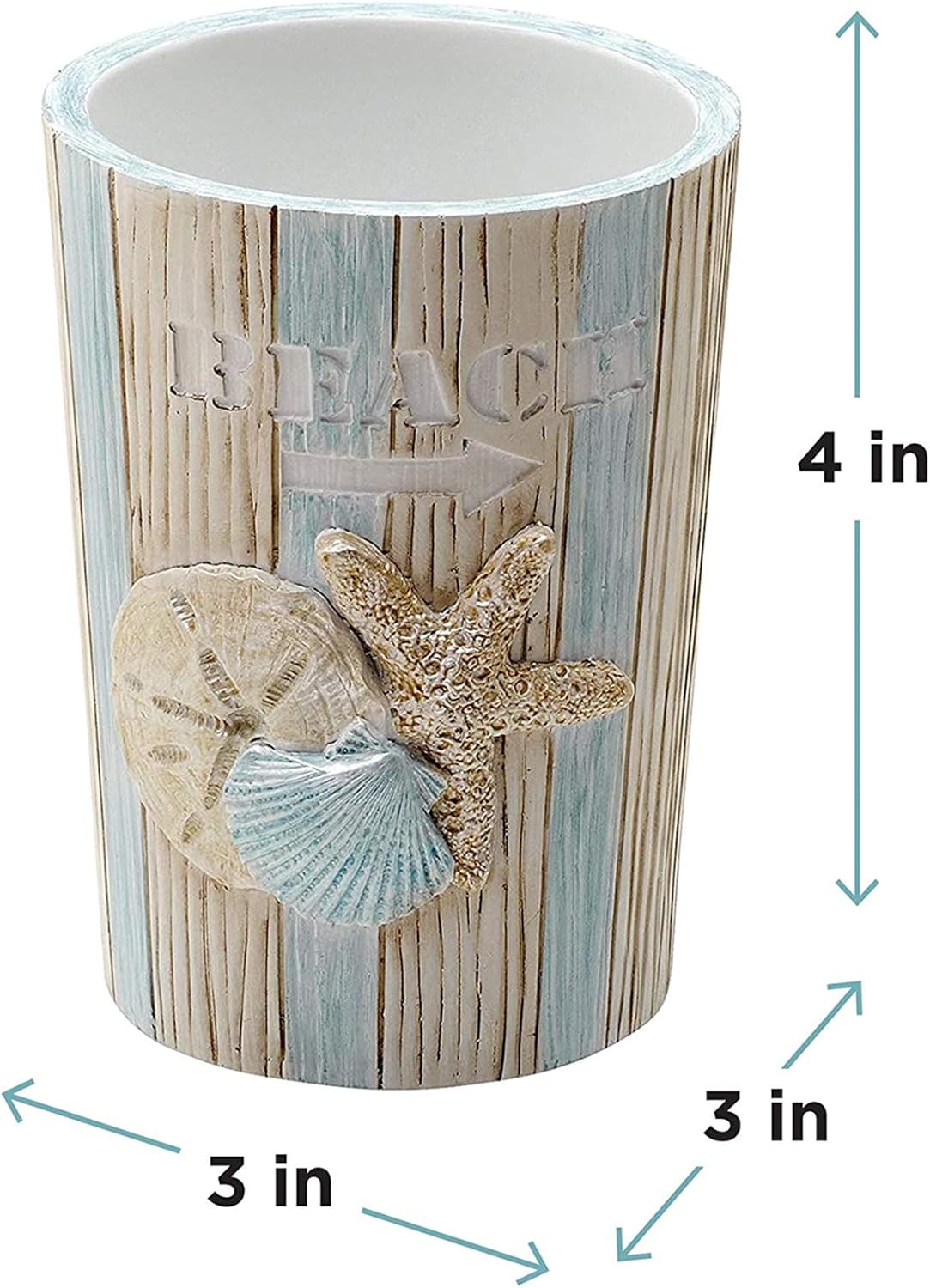 Zenna Home Seaside Serenity Tumbler with Shell Design TealIvory