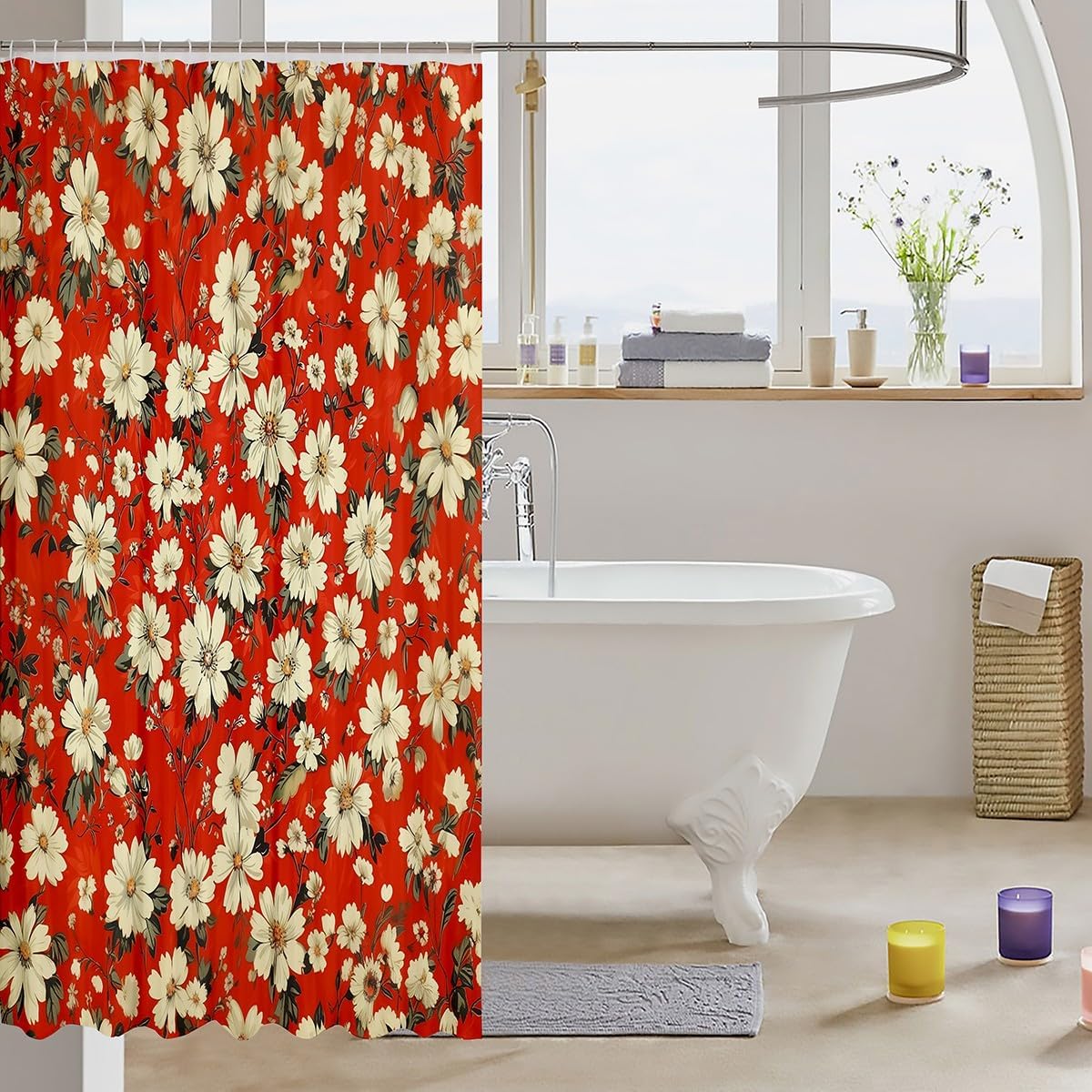 Feelyou Vintage Flower Shower Curtain Set
