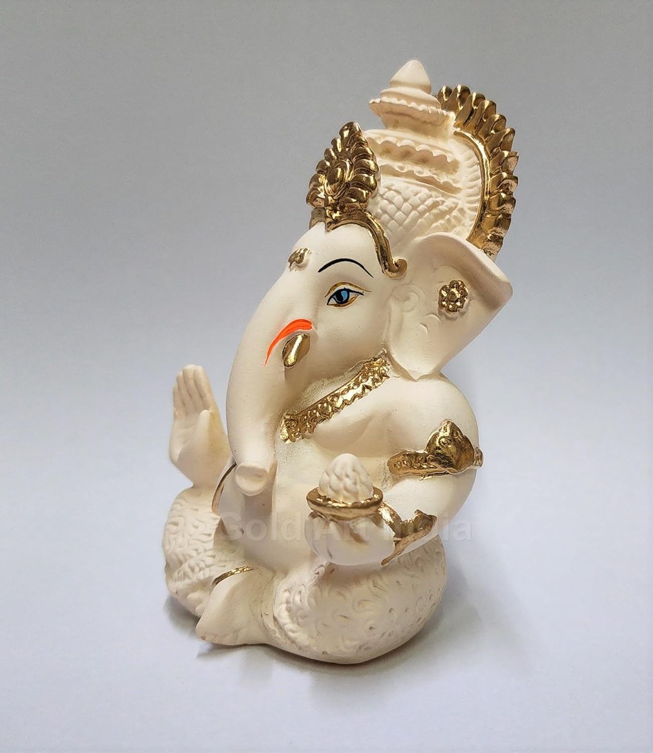 Peach Ivory Ganesha Idol for Home Decor and Car Dashboard