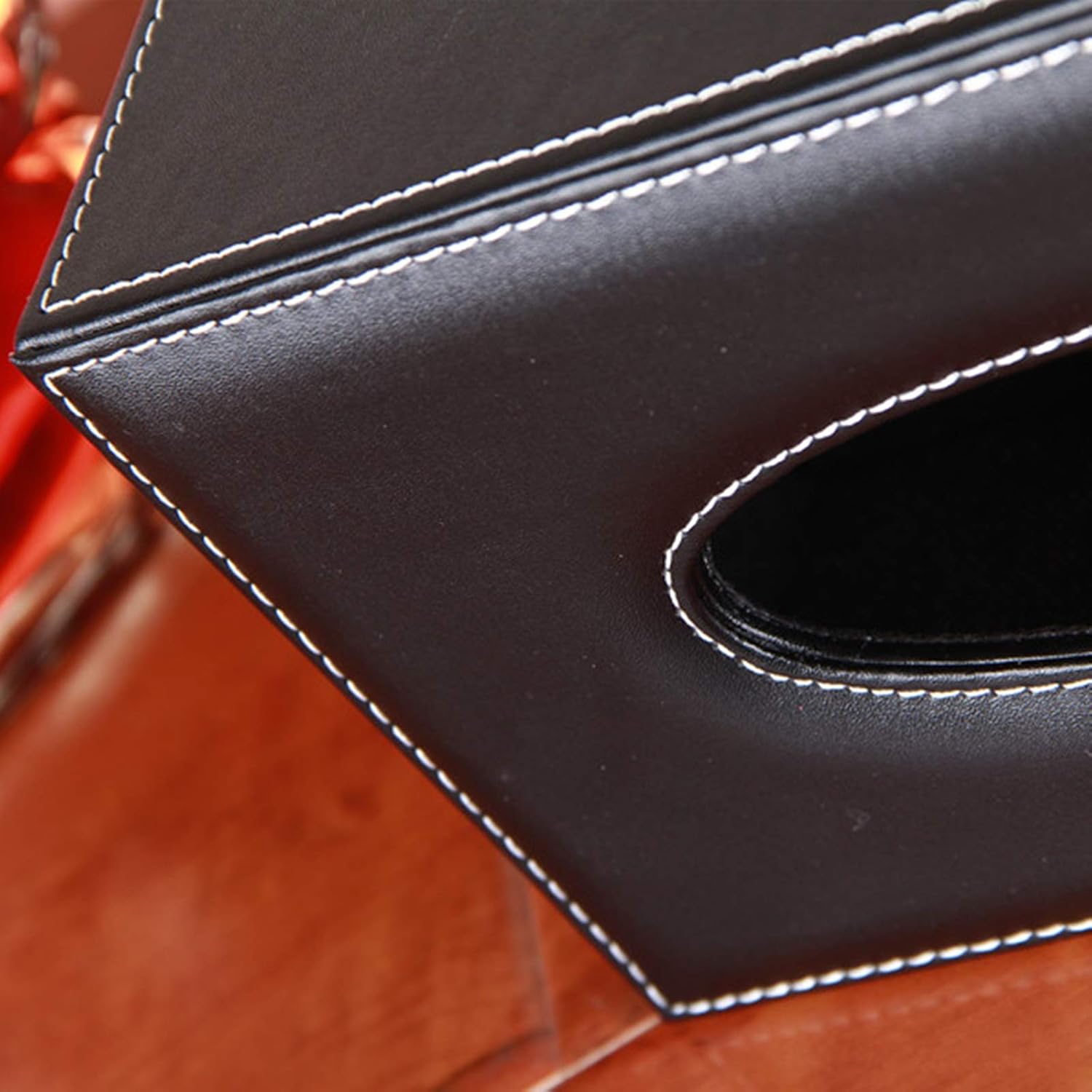 RHCSZ High-end PU Leather Tissue Box Holder Black