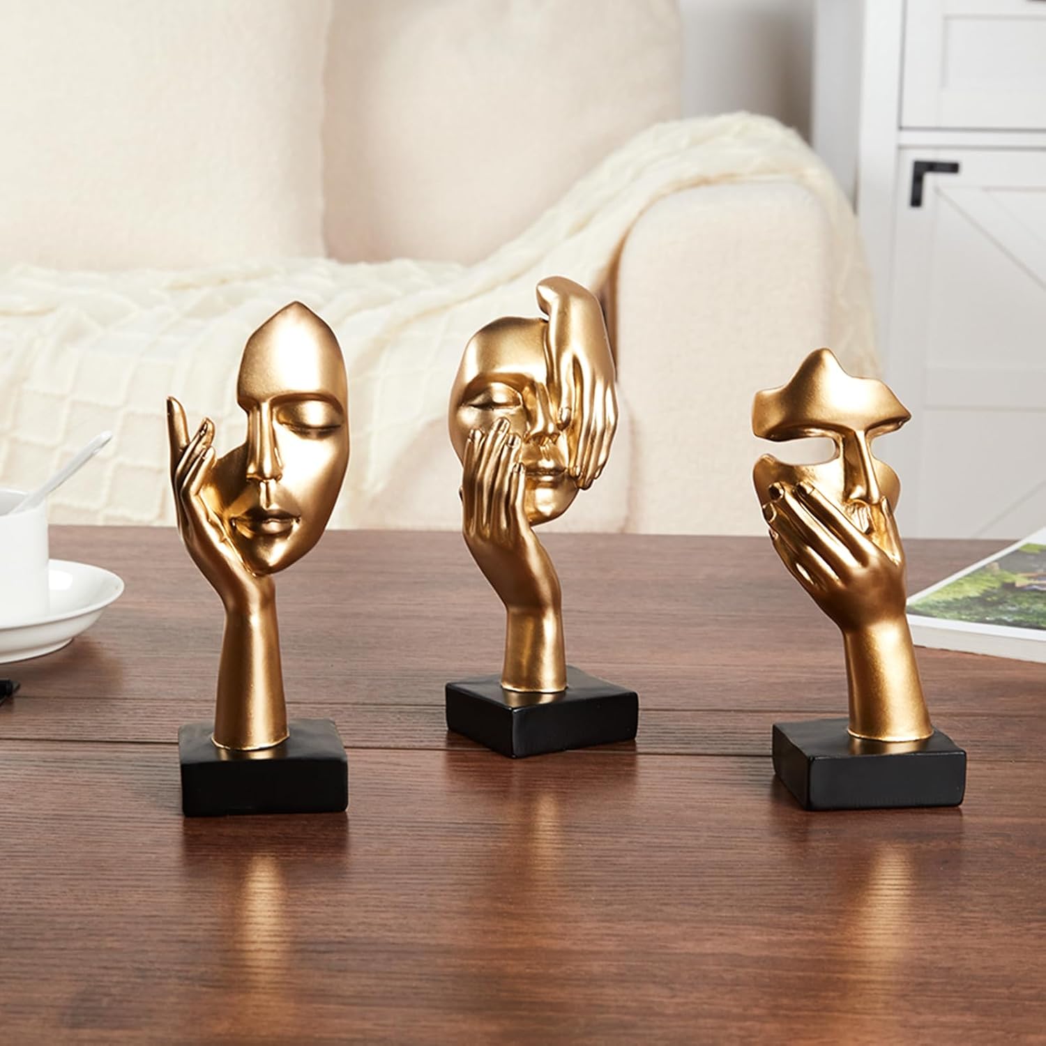 Gold Decor Thinker Statues Set of 3