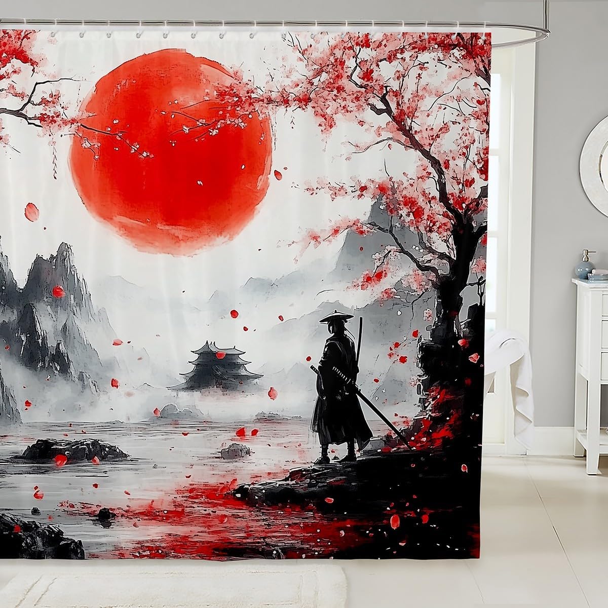 Jejeloiu Japanese Samurai Shower Curtain 72x84