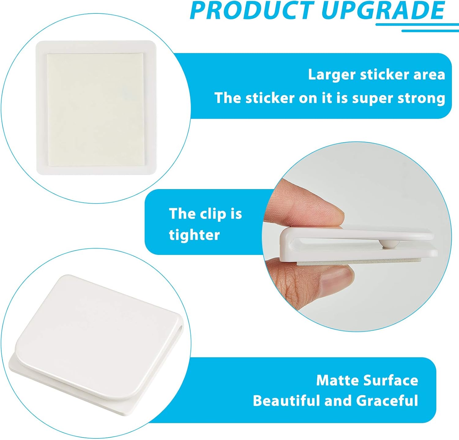 Jetec 4-Piece White Self-Adhesive Shower Curtain Clips