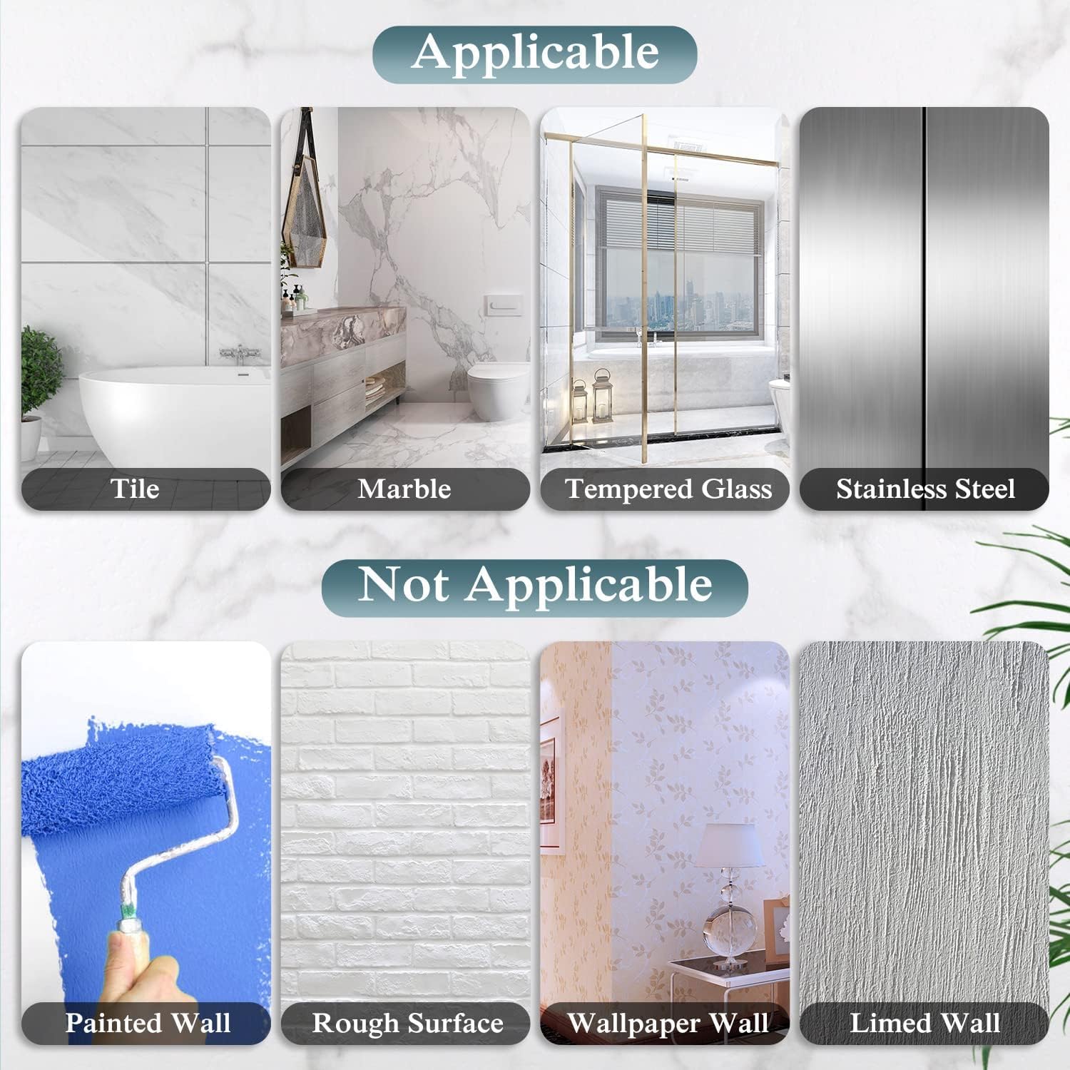 EAGMAK 2 Pack Transparent Shower Caddy Adhesive No Drilling