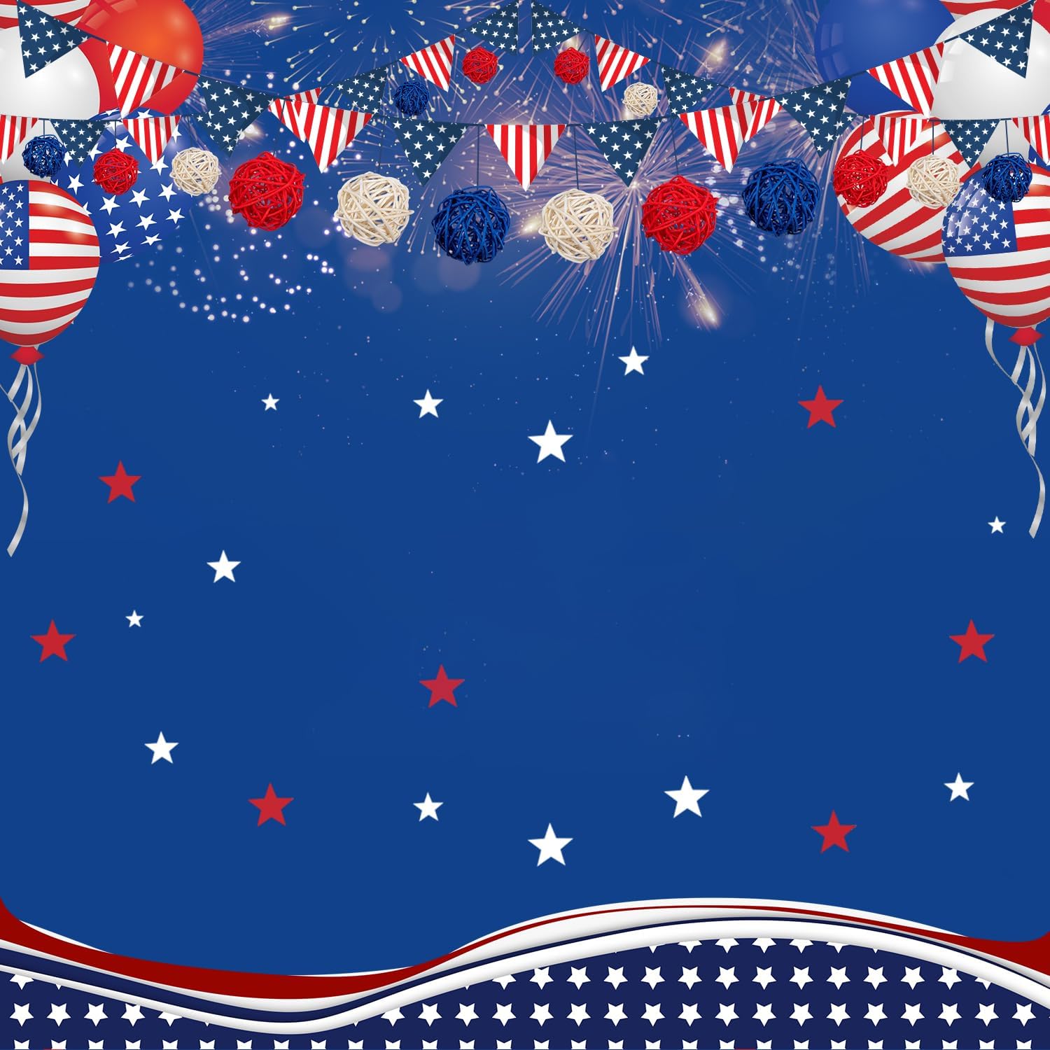 JOYWU 18Pcs 2 Inch Patriotic Rattan Decorative Balls Set for Independence Day Decorations