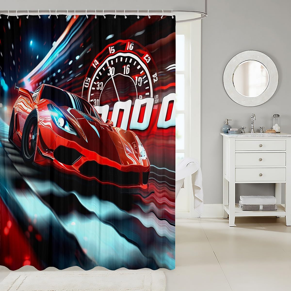 Feelyou Racing Car Shower Curtain Set 72x72