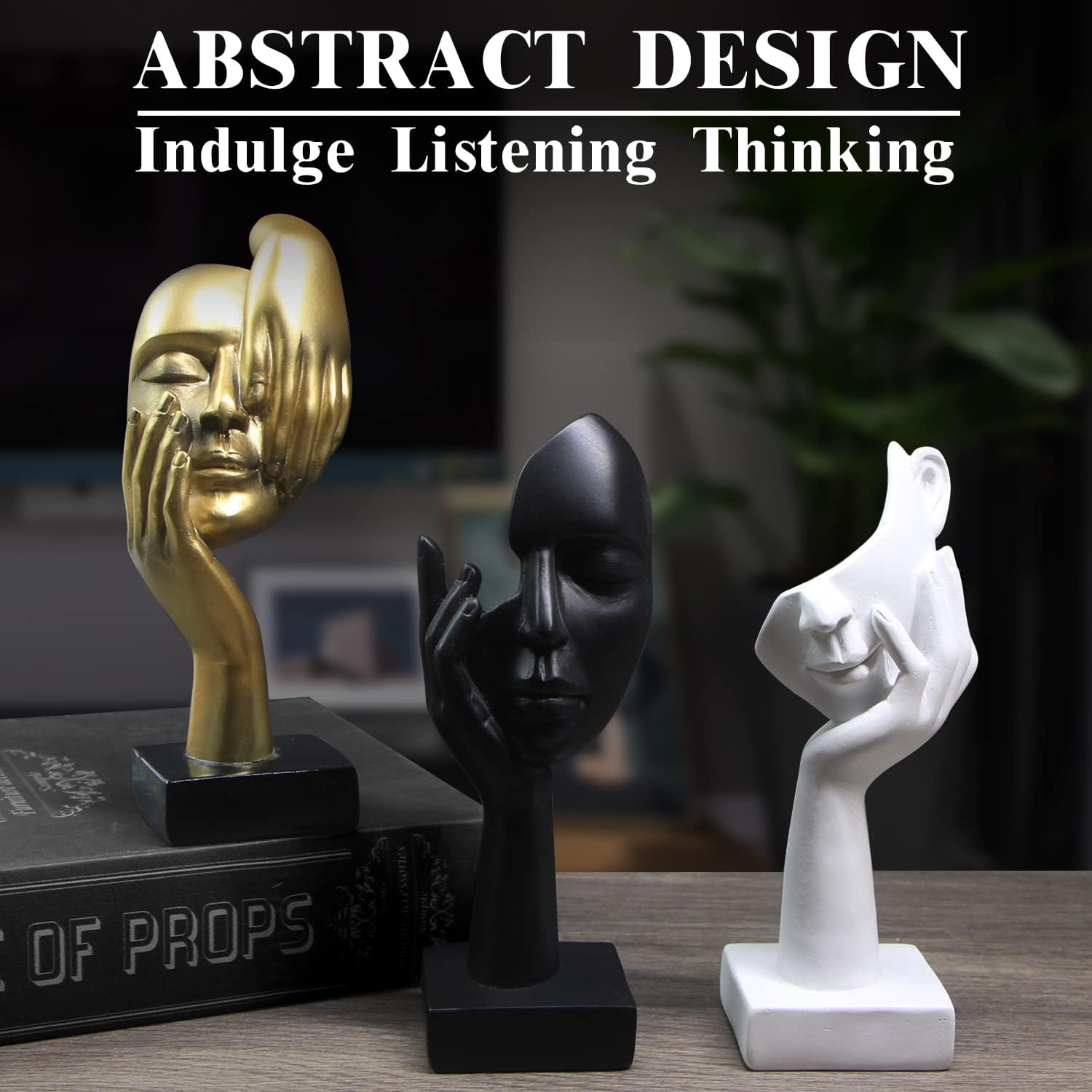 3 Pcs Thinker Statue Modern Resin Sculptures for Home Office Decor 1