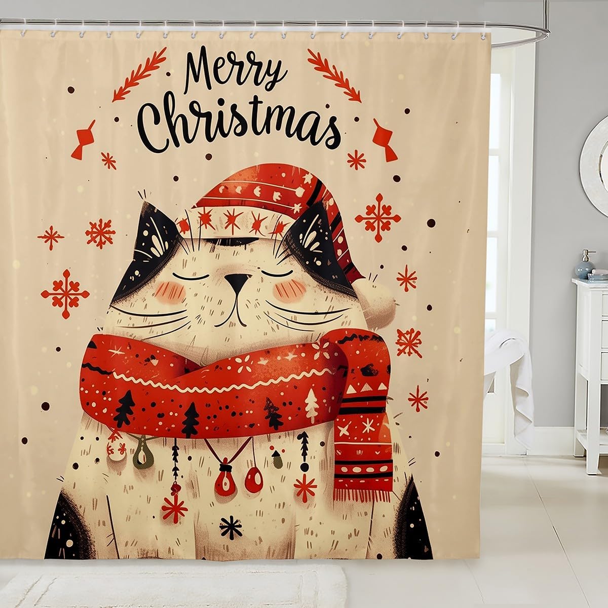 Feelyou 78 L x 72 W Cute Cat Shower Curtain Set