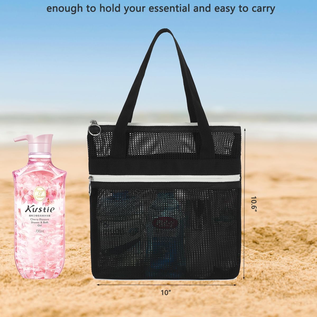 GYEUKHAM Mesh Shower Caddy Quick Dry Portable Toiletry Organizer Black