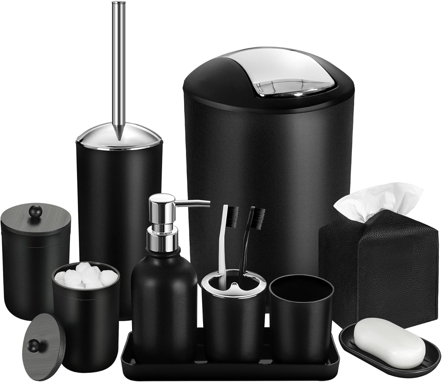 ALPIRIRAL 10Pcs Black Bathroom Accessories Set 1